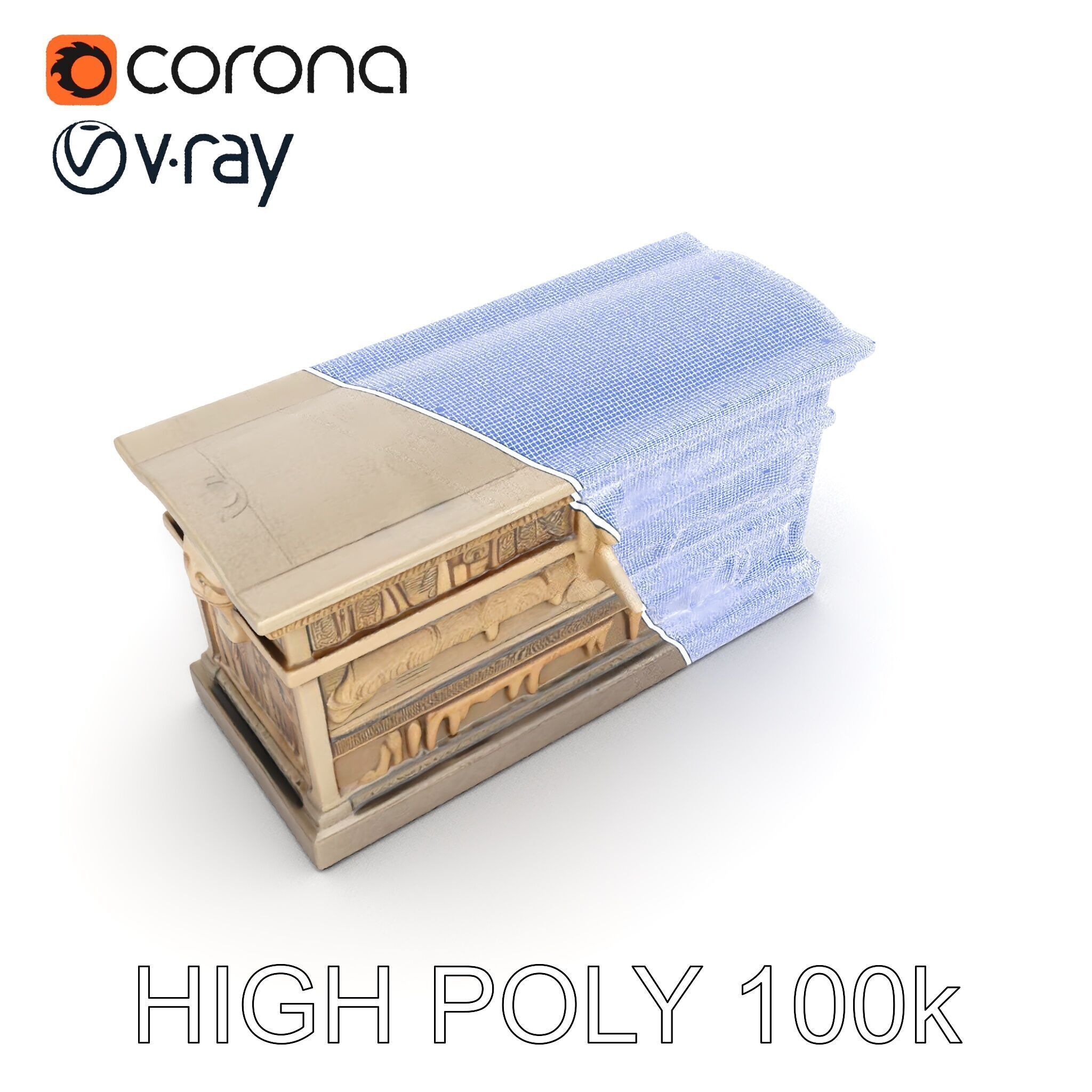 Ancient Egyptian Sarcophagus Model Pack with Hieroglyphics Low-poly 3D model_19