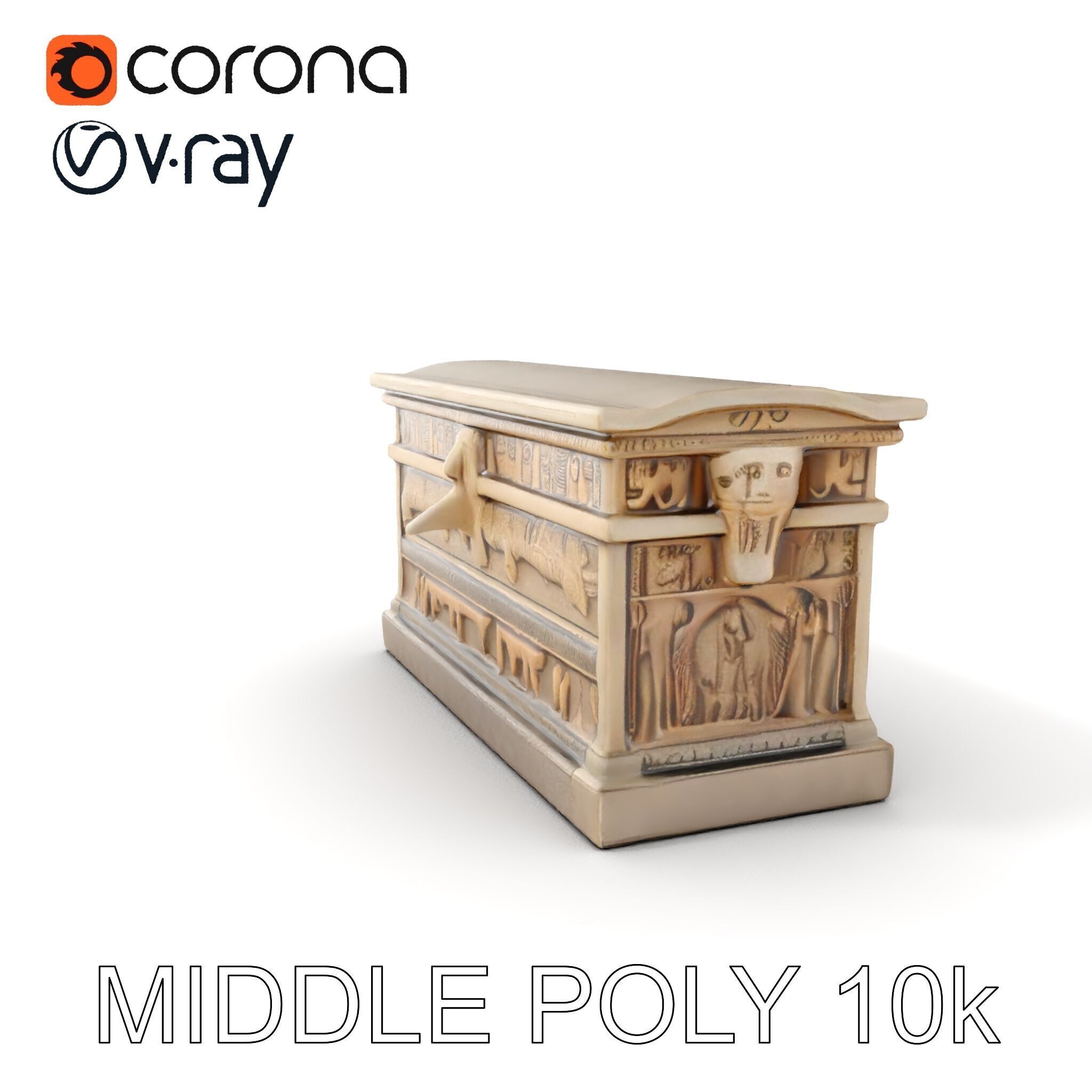 Ancient Egyptian Sarcophagus Model Pack with Hieroglyphics Low-poly 3D model_6