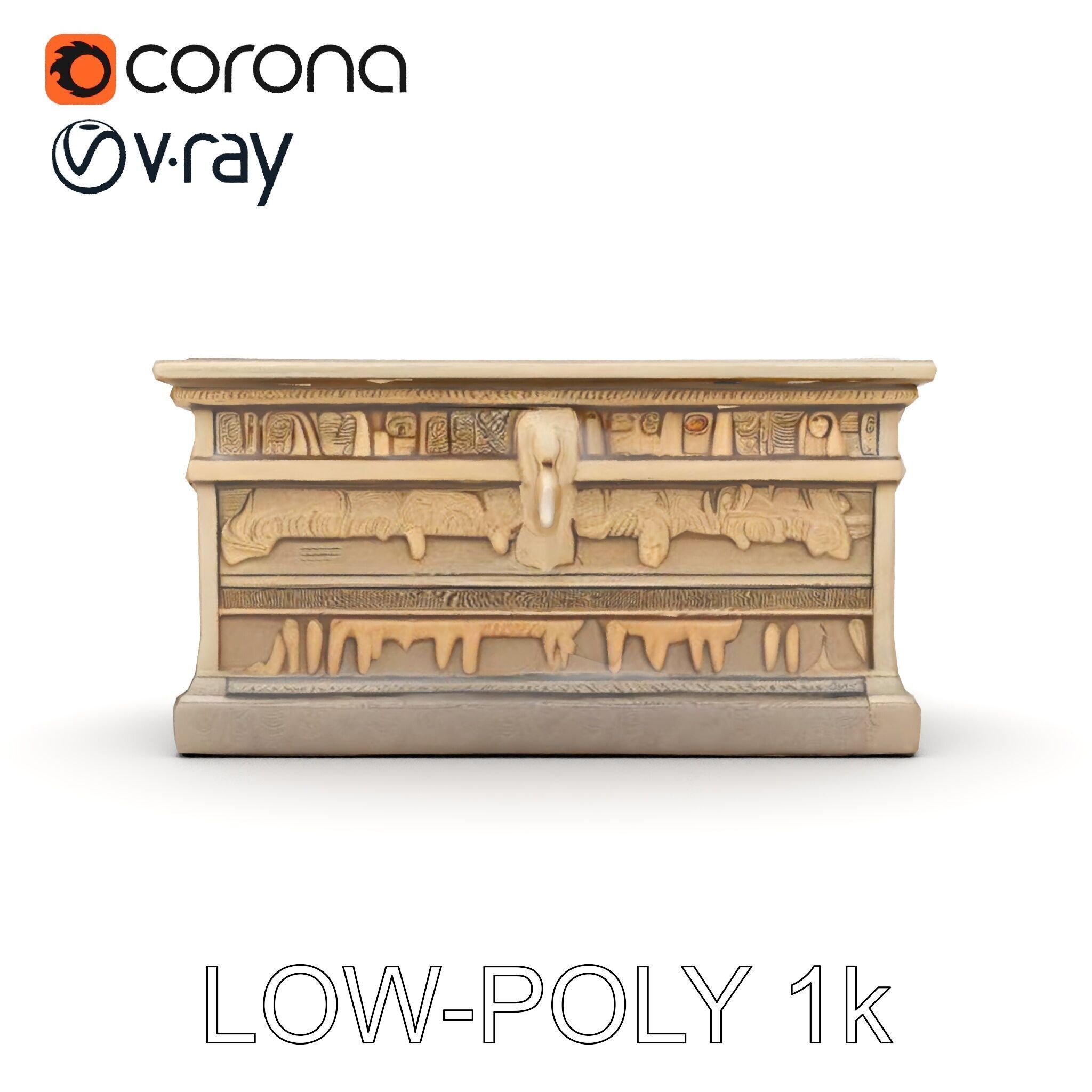 Ancient Egyptian Sarcophagus Model Pack with Hieroglyphics Low-poly 3D model_18