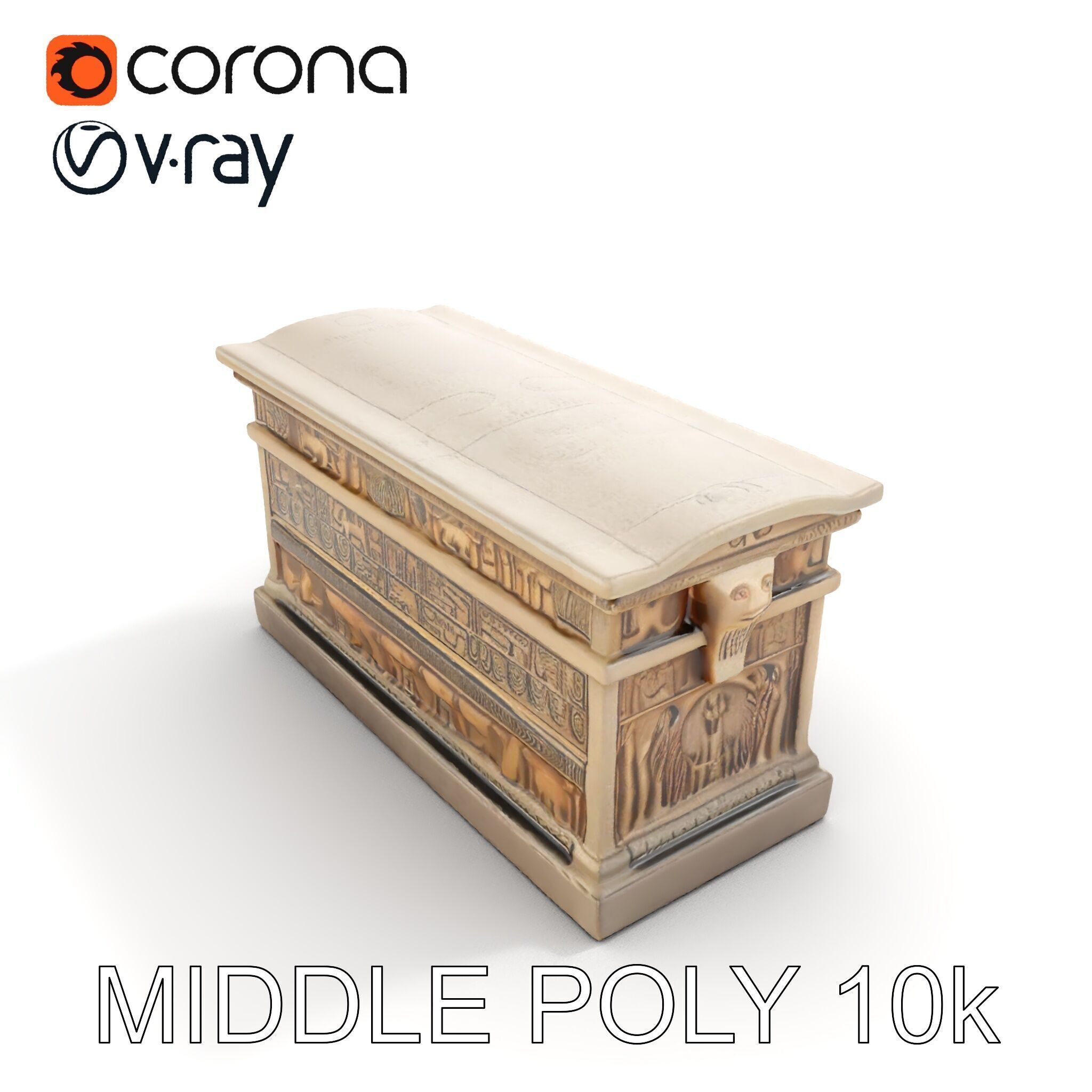 Ancient Egyptian Sarcophagus Model Pack with Hieroglyphics Low-poly 3D model_34