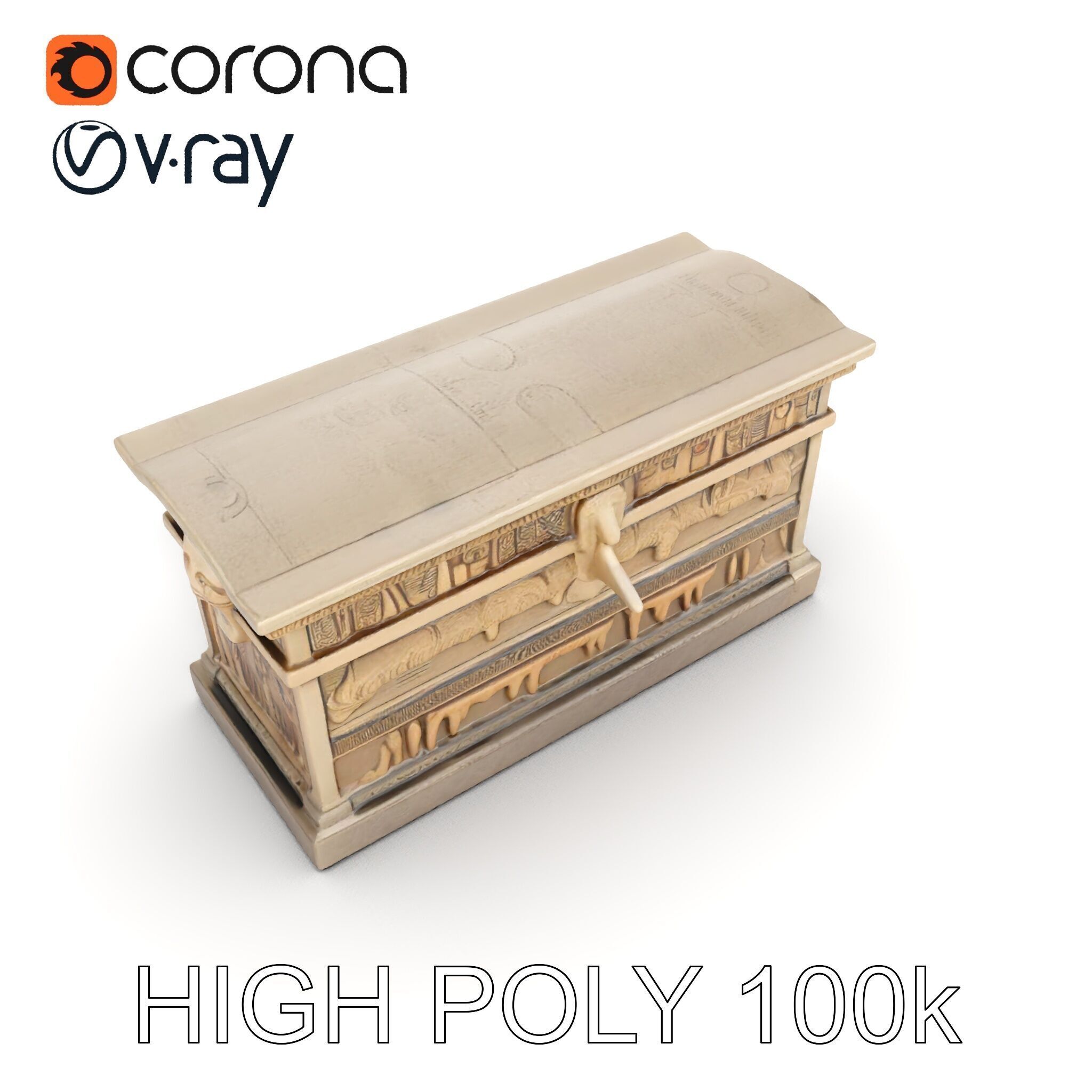 Ancient Egyptian Sarcophagus Model Pack with Hieroglyphics Low-poly 3D model_33