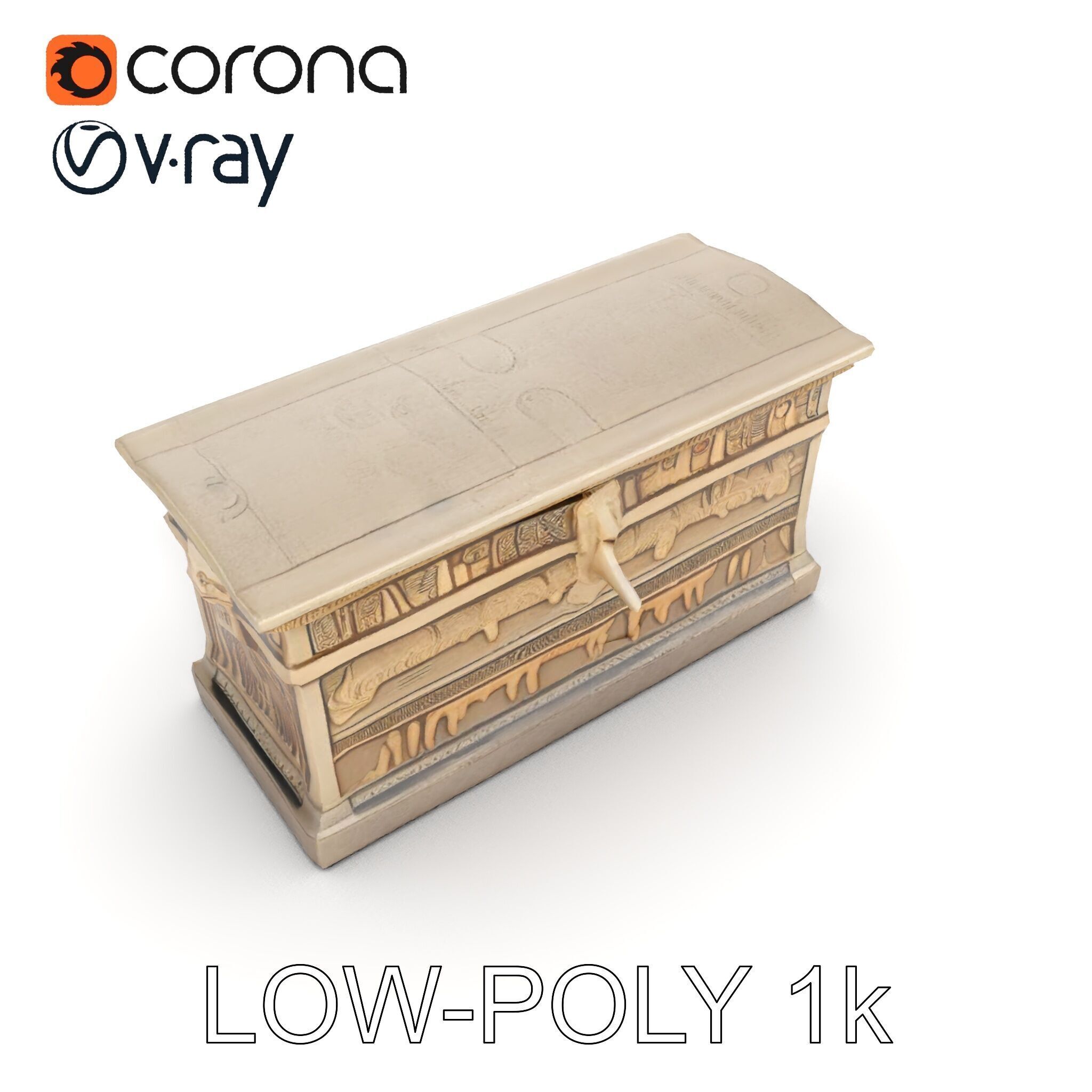 Ancient Egyptian Sarcophagus Model Pack with Hieroglyphics Low-poly 3D model_7