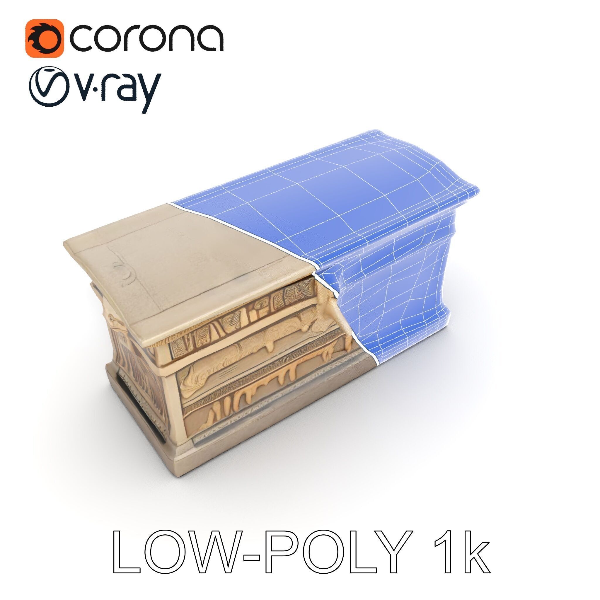 Ancient Egyptian Sarcophagus Model Pack with Hieroglyphics Low-poly 3D model_21