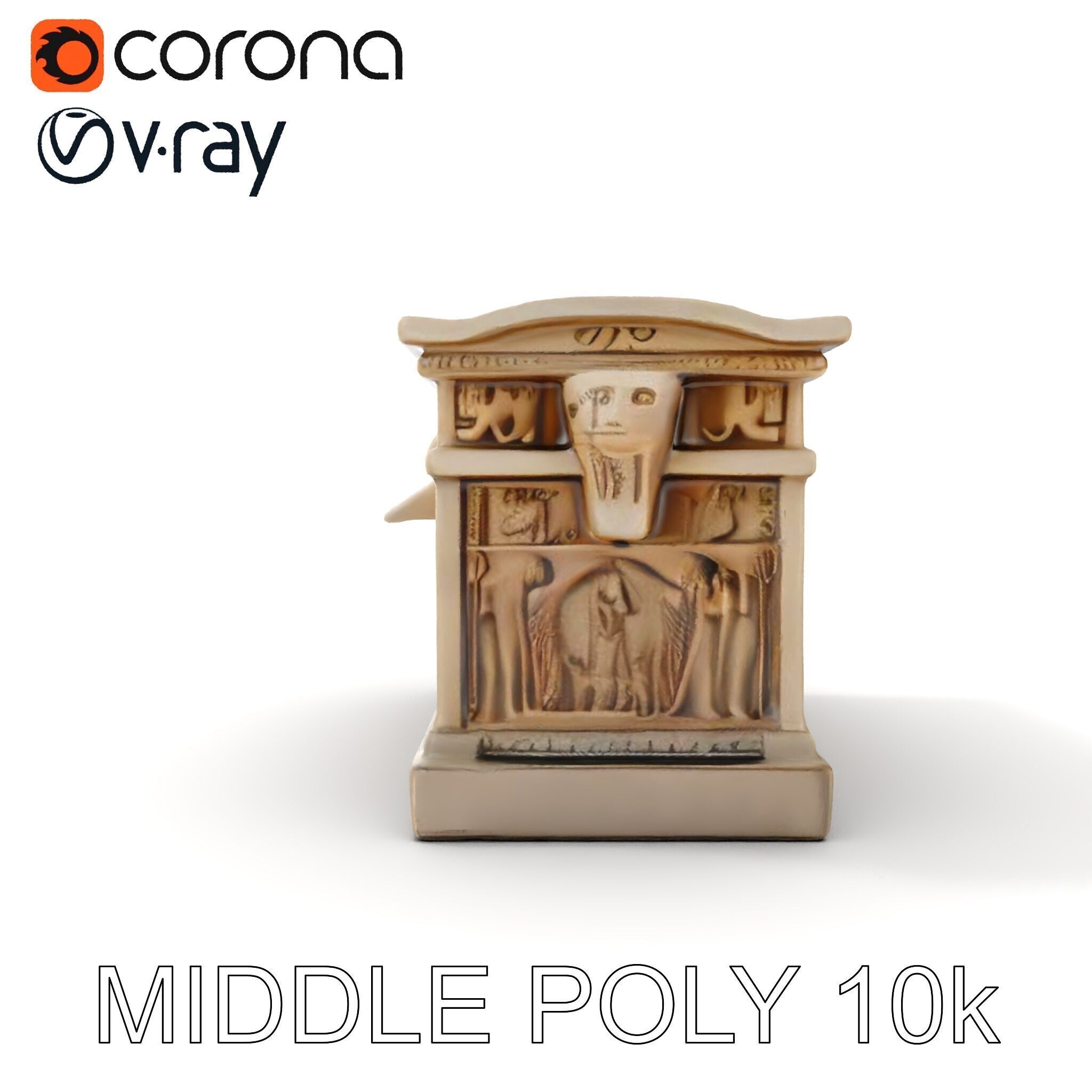 Ancient Egyptian Sarcophagus Model Pack with Hieroglyphics Low-poly 3D model_17