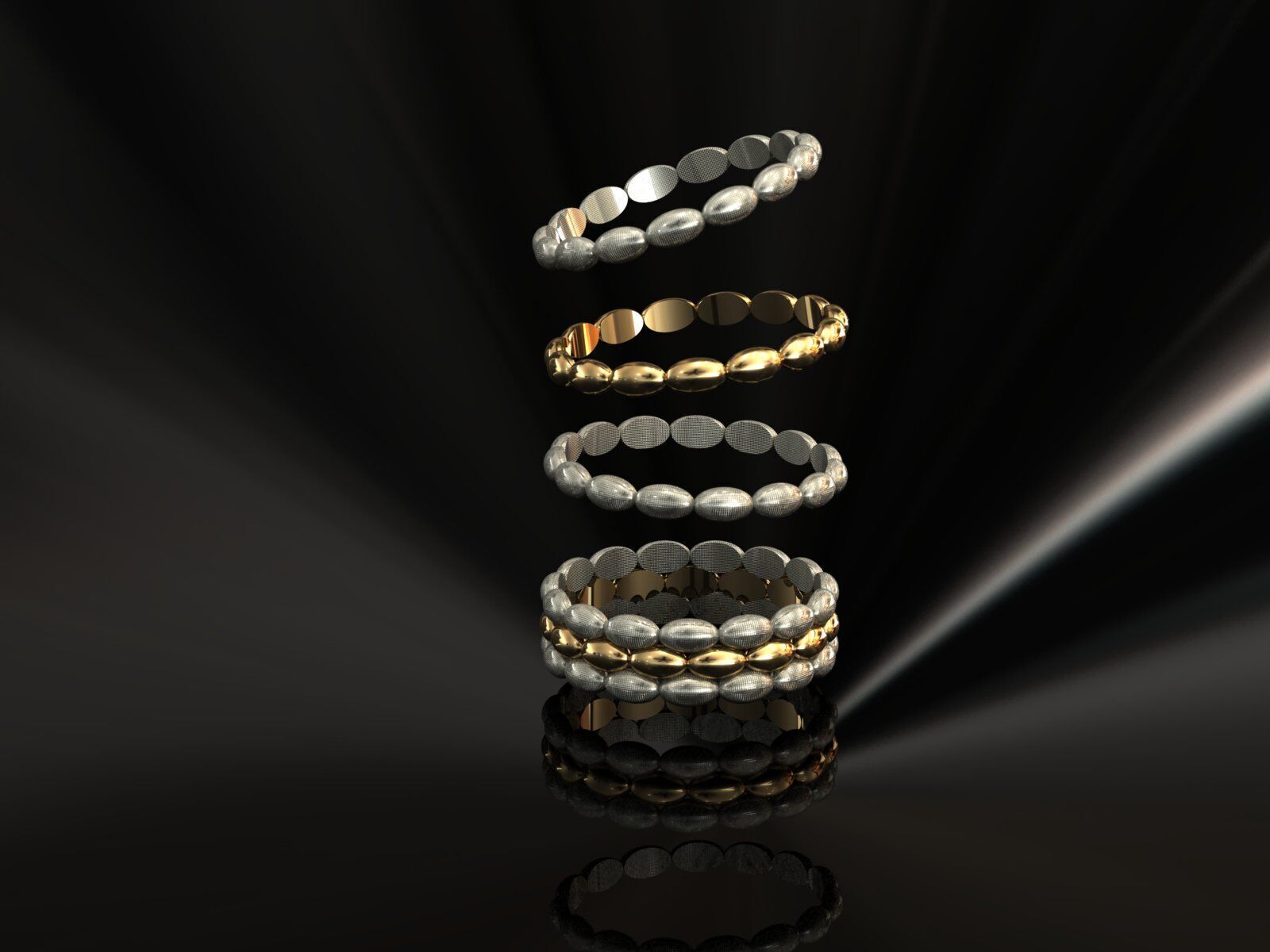 Beaded Ball Gold Ring 3D print model 3D print model_1