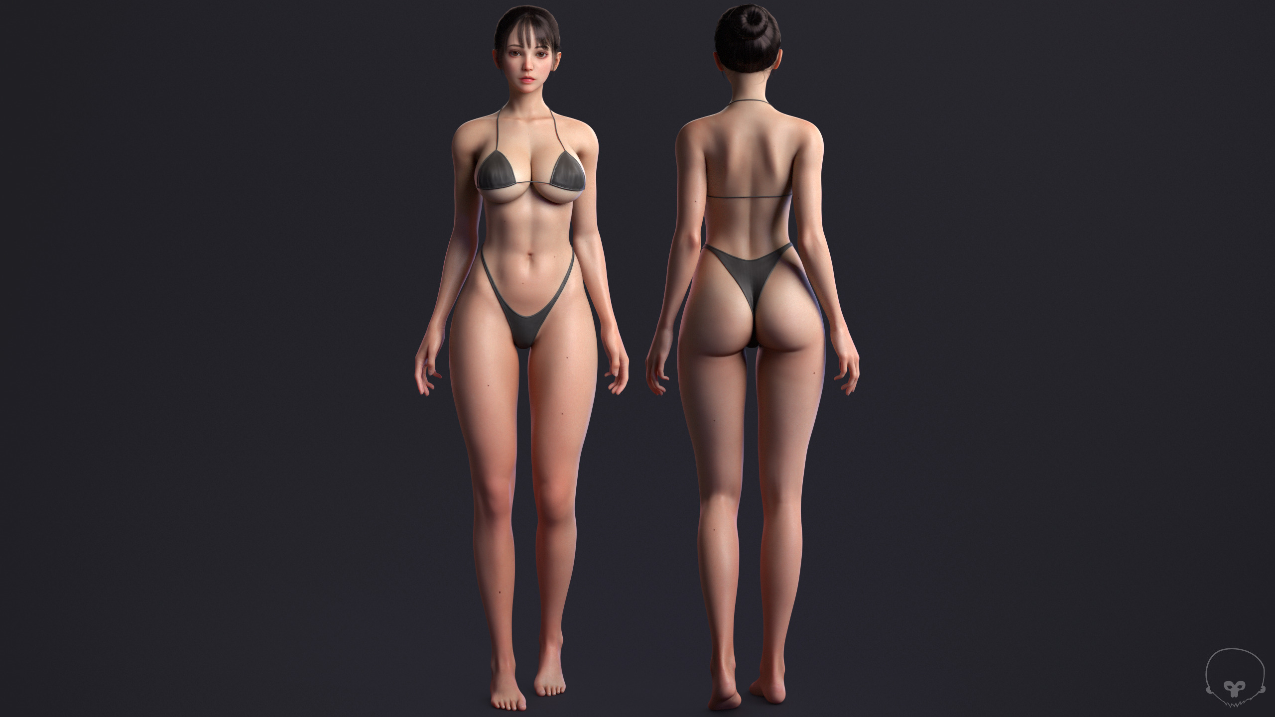 Perfect Female Body  Game-Ready 3D Character Low-poly 3D model_25