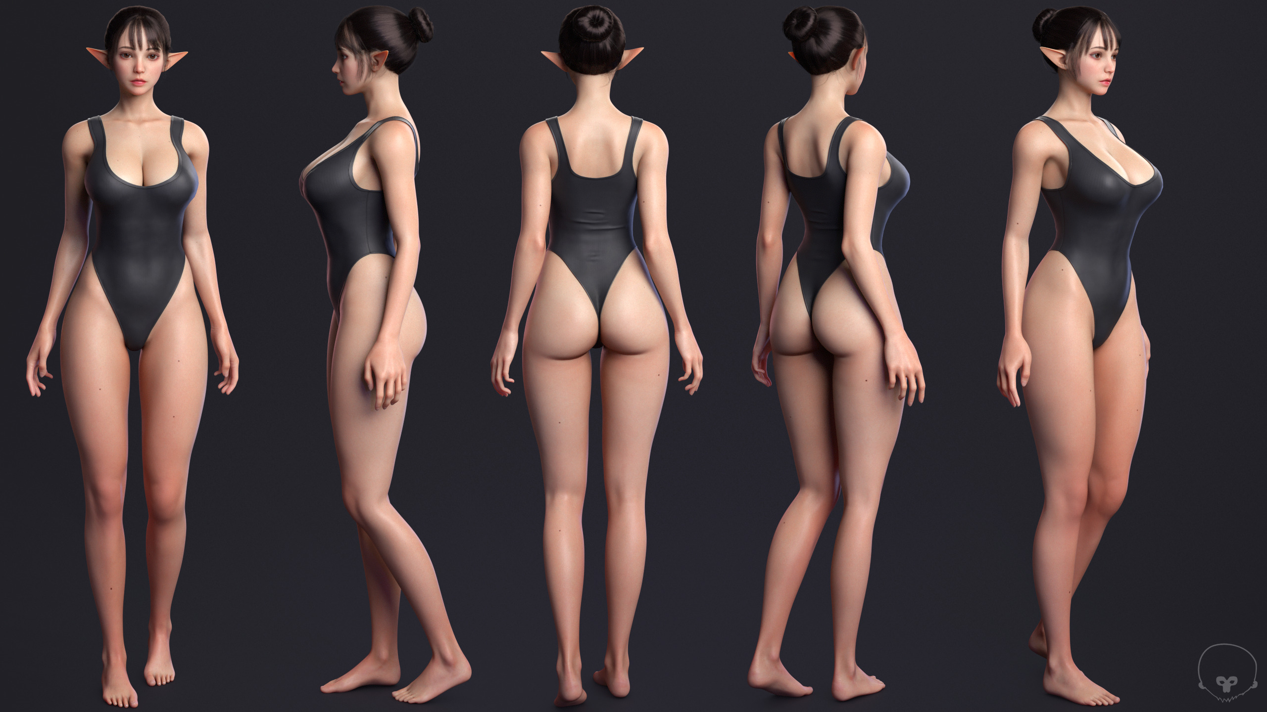 Perfect Female Body  Game-Ready 3D Character Low-poly 3D model_6