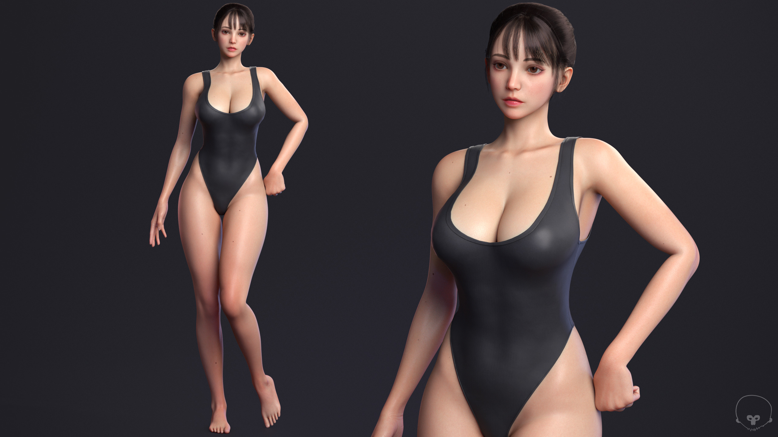 Perfect Female Body  Game-Ready 3D Character Low-poly 3D model_21
