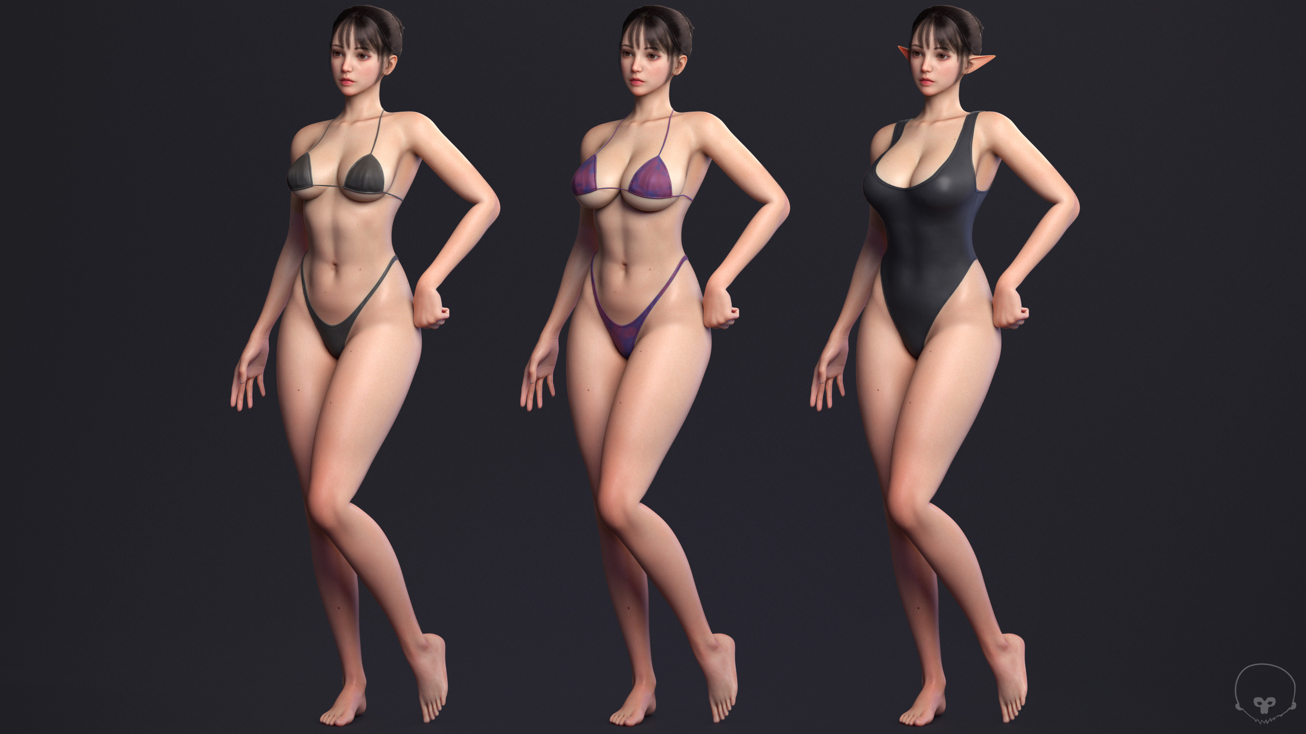 Perfect Female Body  Game-Ready 3D Character Low-poly 3D model_9