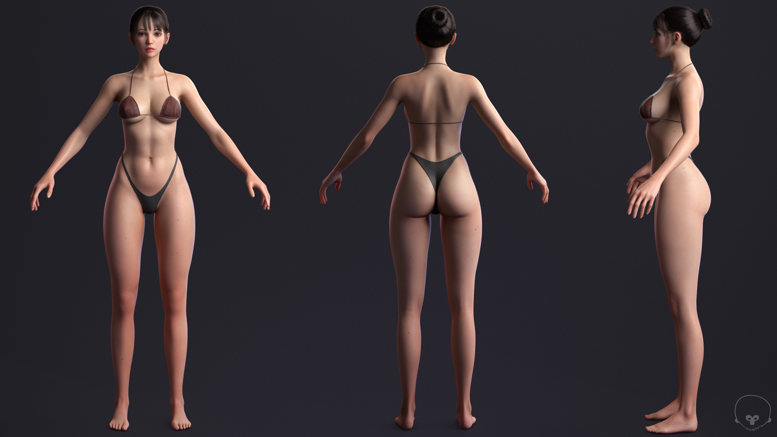 Perfect Female Body  Game-Ready 3D Character Low-poly 3D model_17