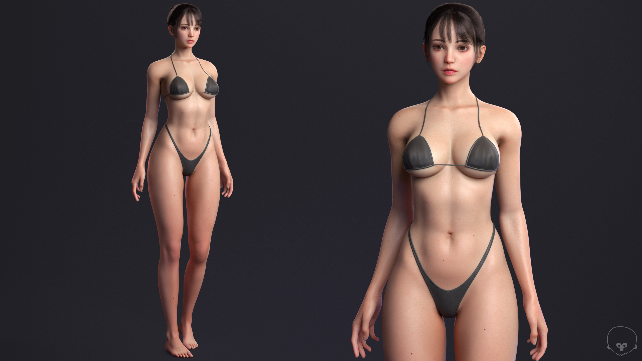 Perfect Female Body  Game-Ready 3D Character Low-poly 3D model_15