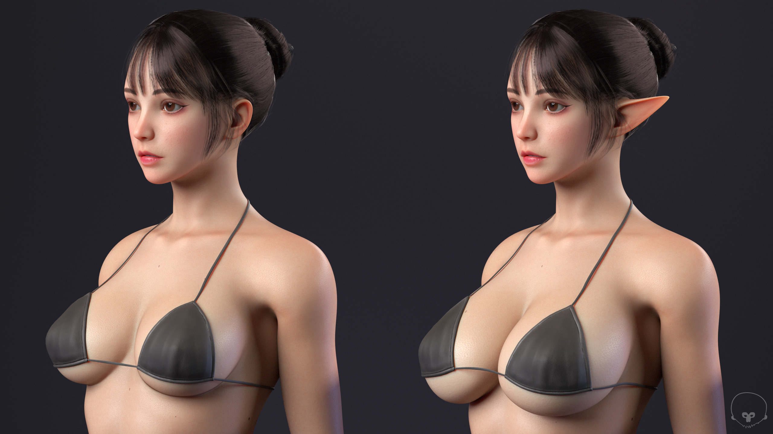 Perfect Female Body  Game-Ready 3D Character Low-poly 3D model_24
