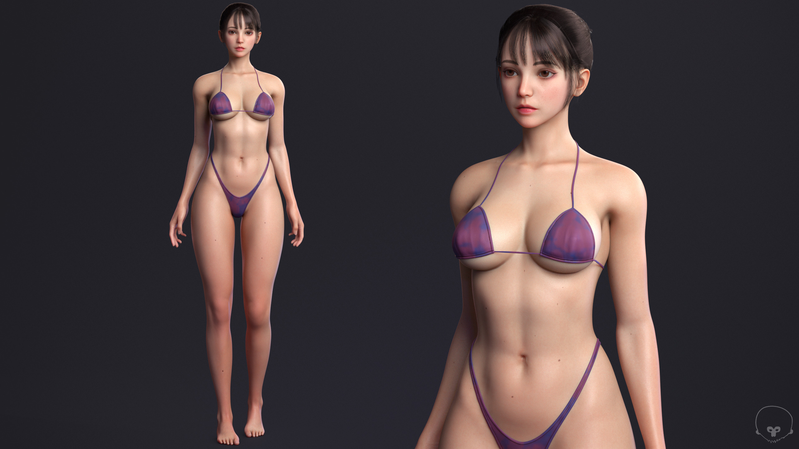 Perfect Female Body  Game-Ready 3D Character Low-poly 3D model_14