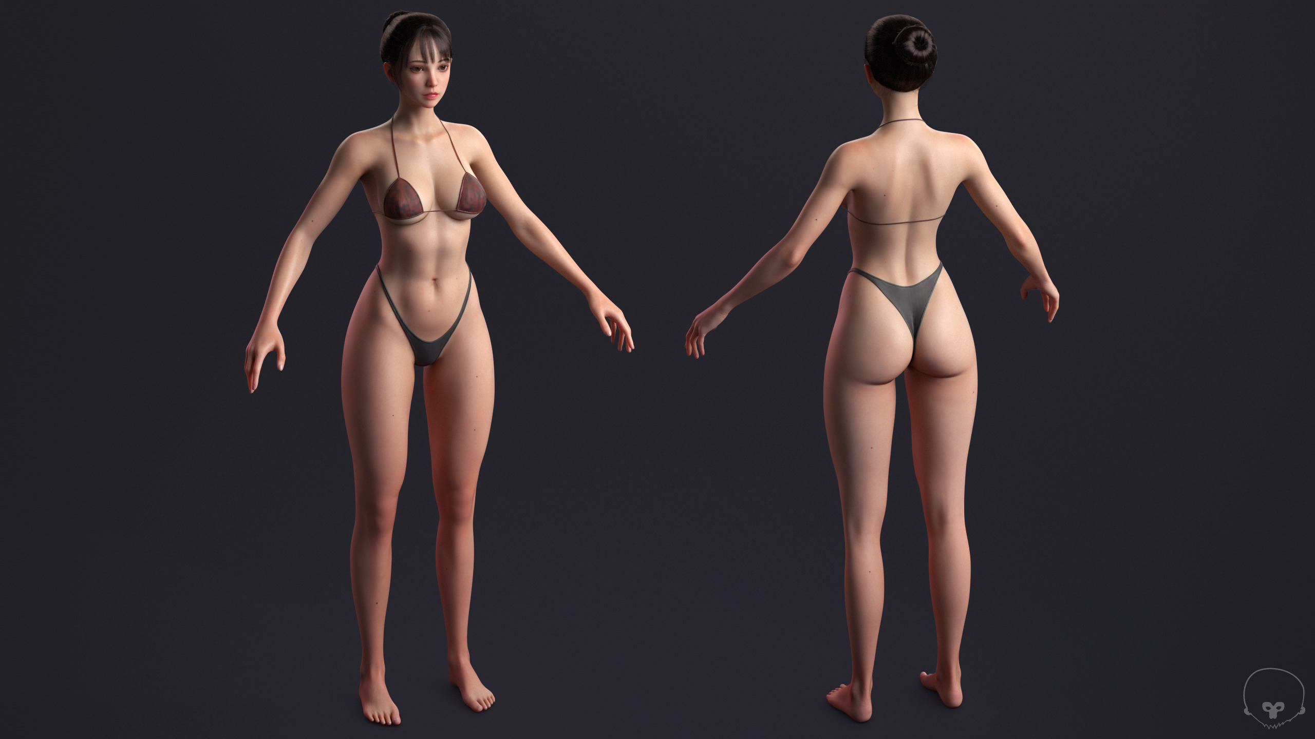 Perfect Female Body  Game-Ready 3D Character Low-poly 3D model_29