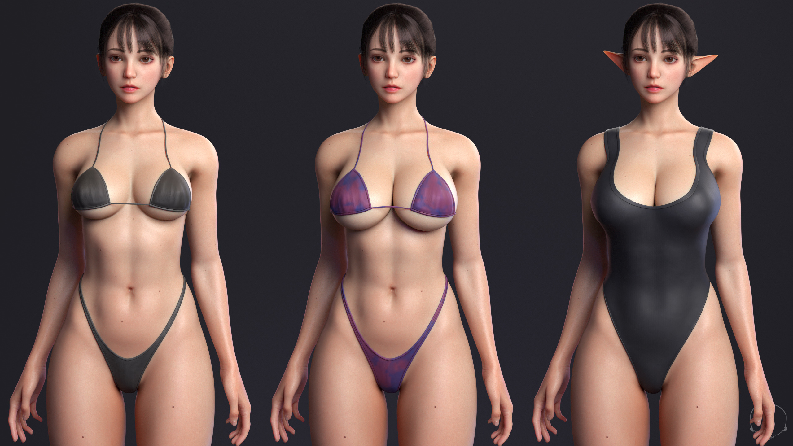 Perfect Female Body  Game-Ready 3D Character Low-poly 3D model_3