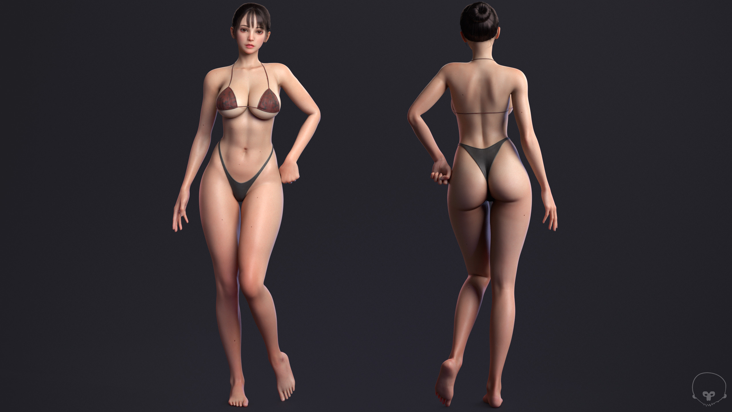 Perfect Female Body  Game-Ready 3D Character Low-poly 3D model_26