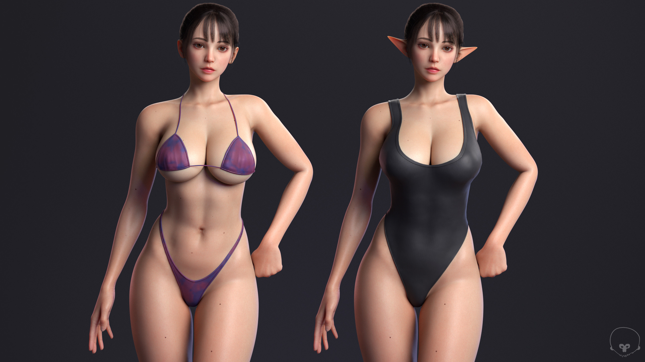 Perfect Female Body  Game-Ready 3D Character Low-poly 3D model_10