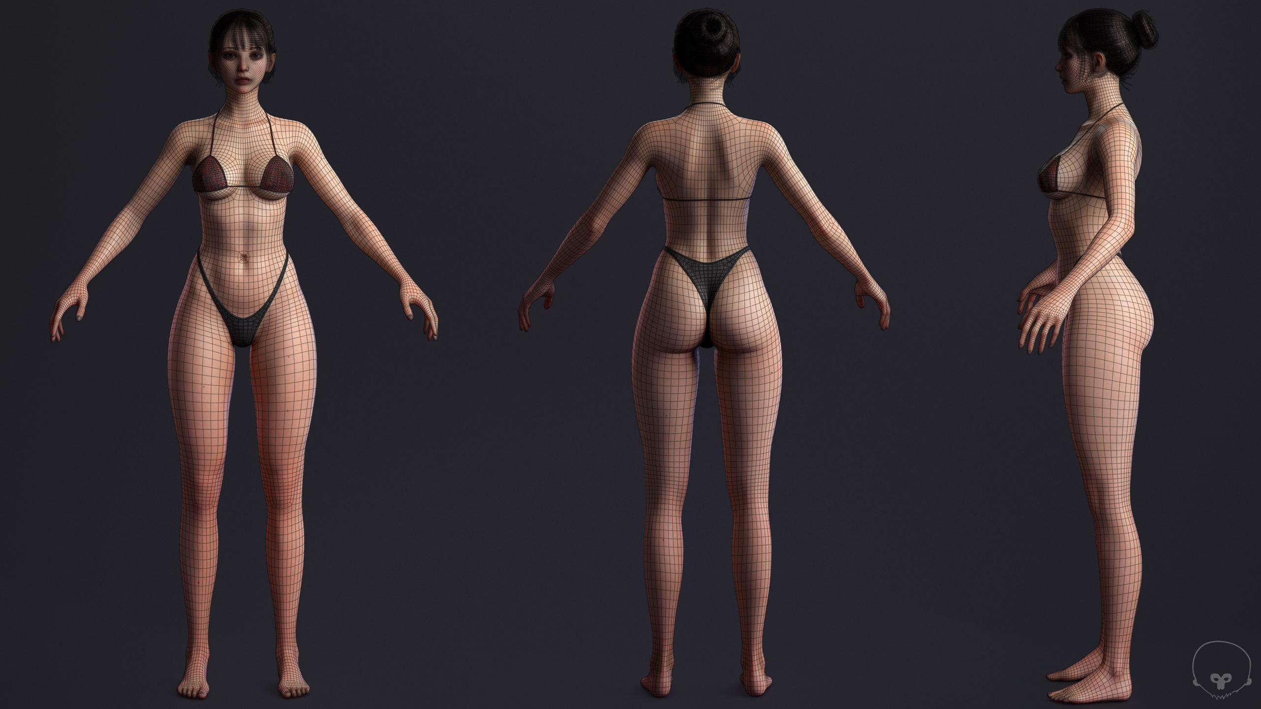 Perfect Female Body  Game-Ready 3D Character Low-poly 3D model_18
