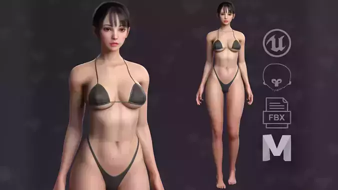 Perfect Female Body  Game-Ready 3D Character Low-poly 3D model