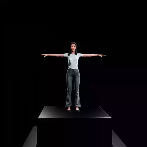 Stylized Female 3D Model Rigged T Pose