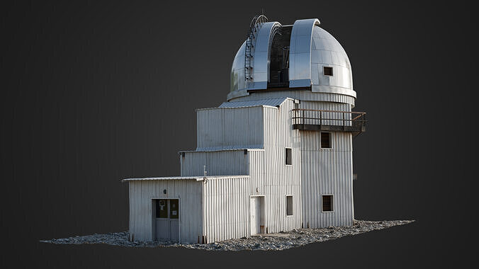 Realistic Astronomical Observatory 3D Model Metallic Dome 3D model