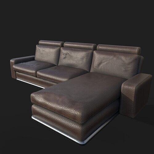 High Poly Leather Couch 3D model