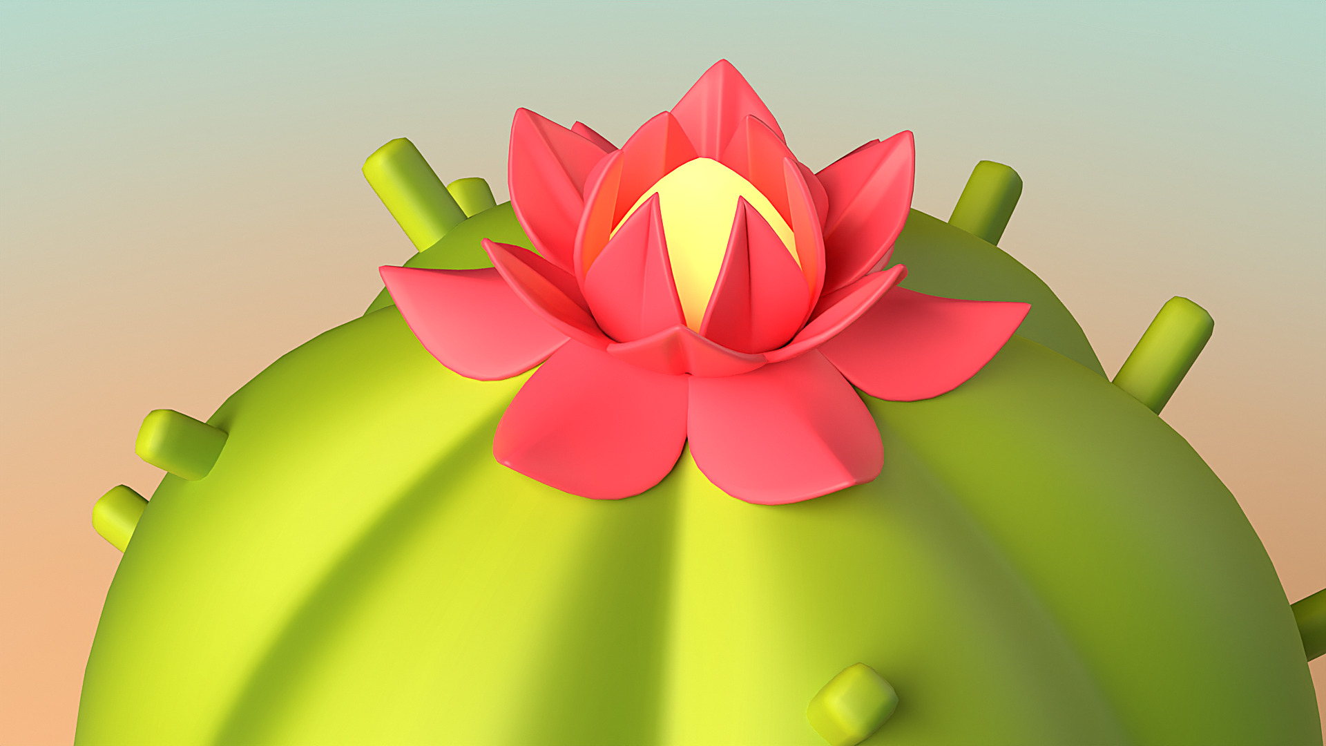 Cute Cactus Low-poly 3D model_6
