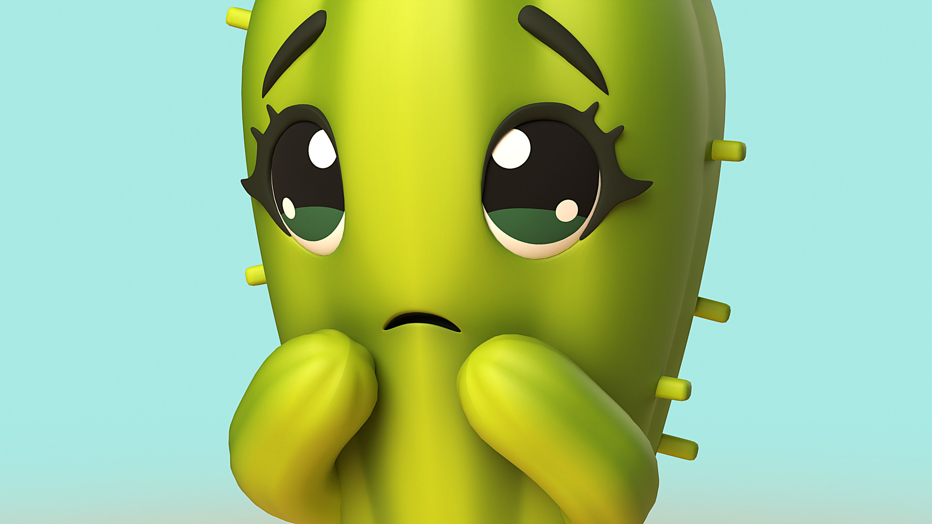 Cute Cactus Low-poly 3D model_2