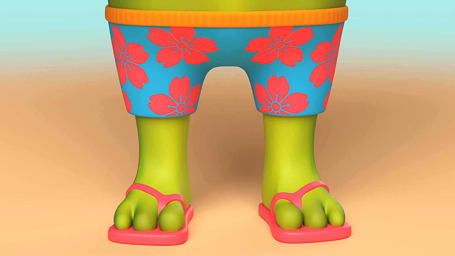 Cute Cactus Low-poly 3D model_4