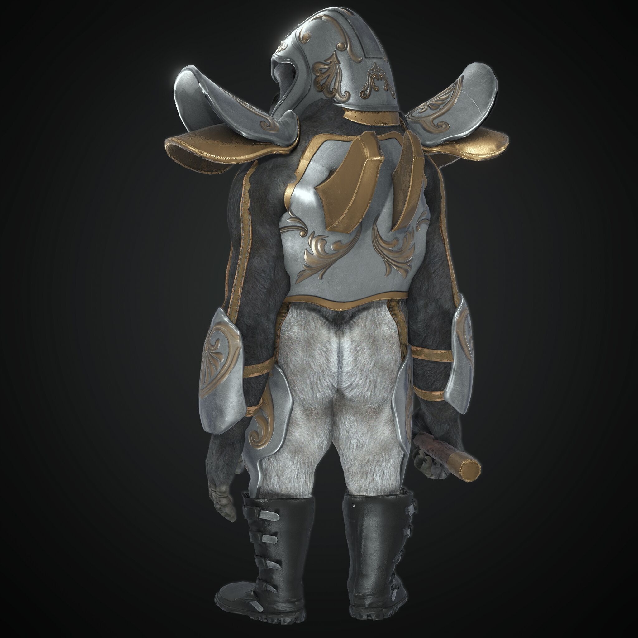 Rigged Fantasy Medieval Apes World Character Low-poly 3D model_3