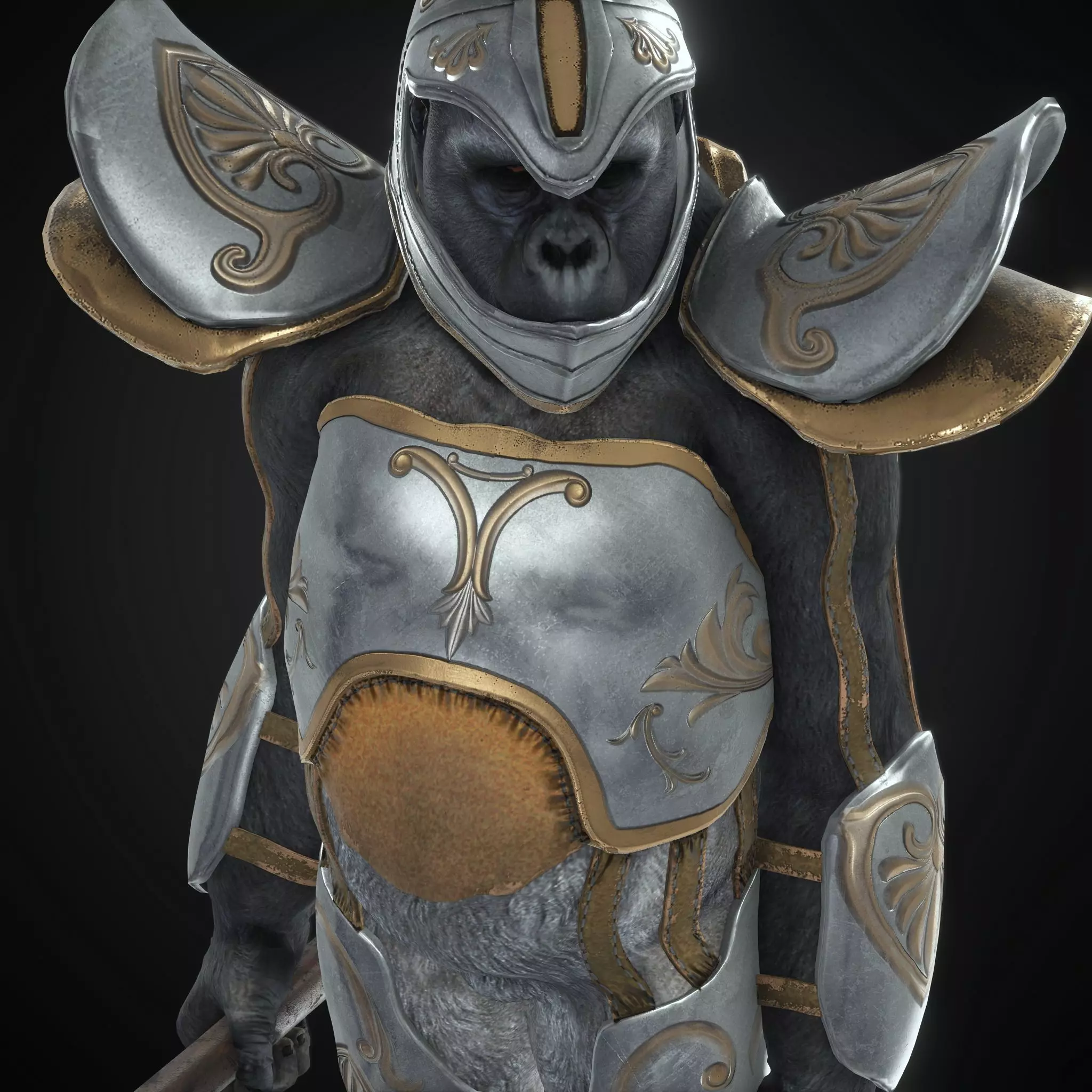 Rigged Fantasy Medieval Apes World Character Low-poly 3D model_0