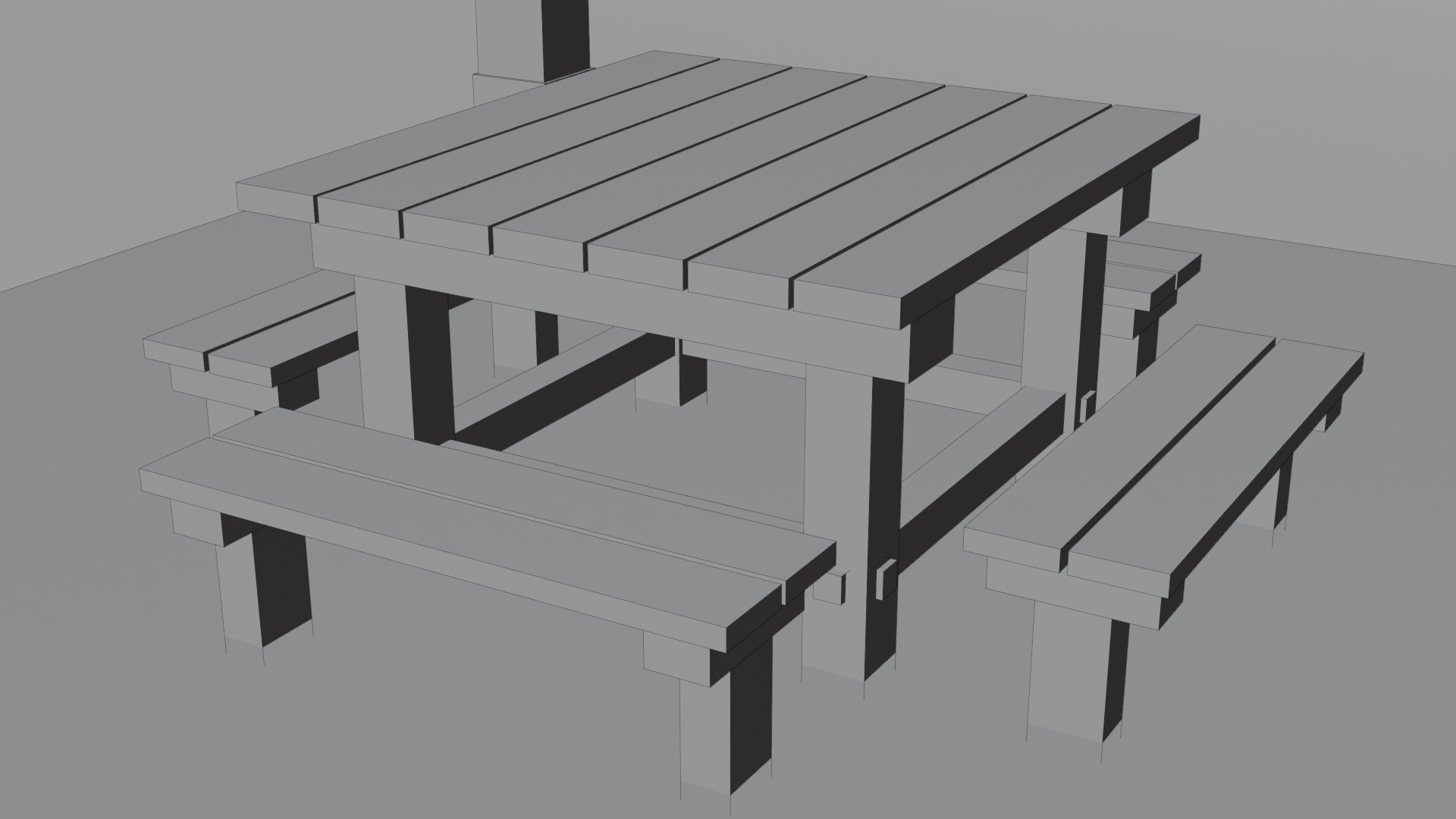 Old Wooden Picnic Shelter PBR LowPoly GameReady Model Low-poly 3D model_14