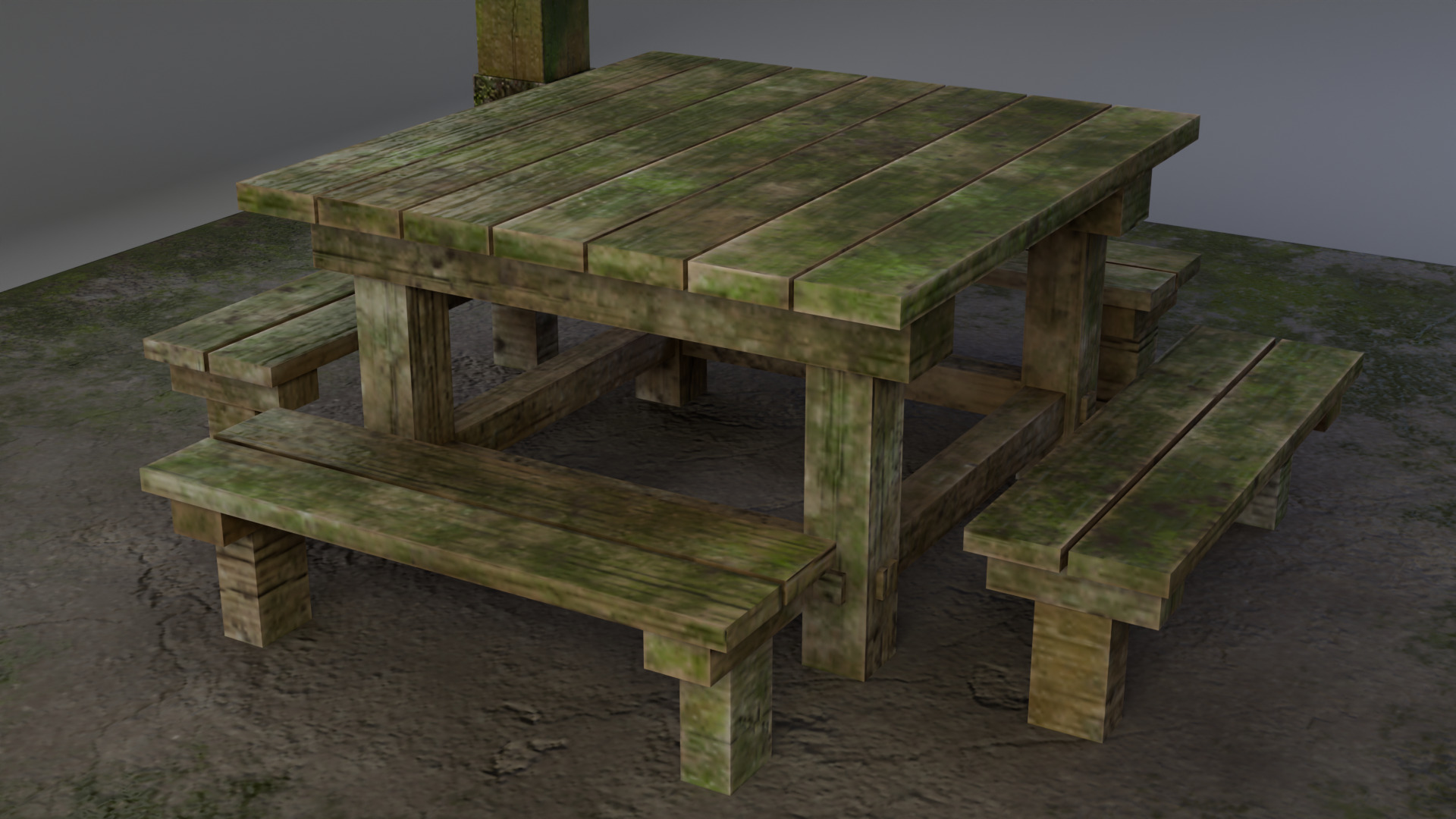 Old Wooden Picnic Shelter PBR LowPoly GameReady Model Low-poly 3D model_5