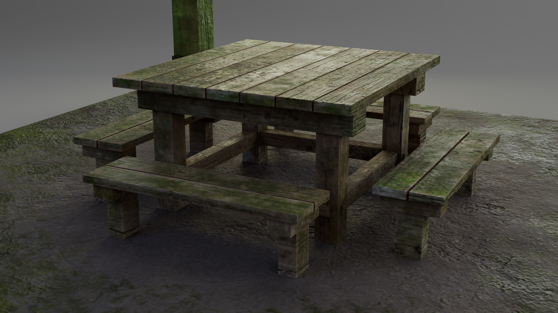Old Wooden Picnic Shelter PBR LowPoly GameReady Model Low-poly 3D model_6