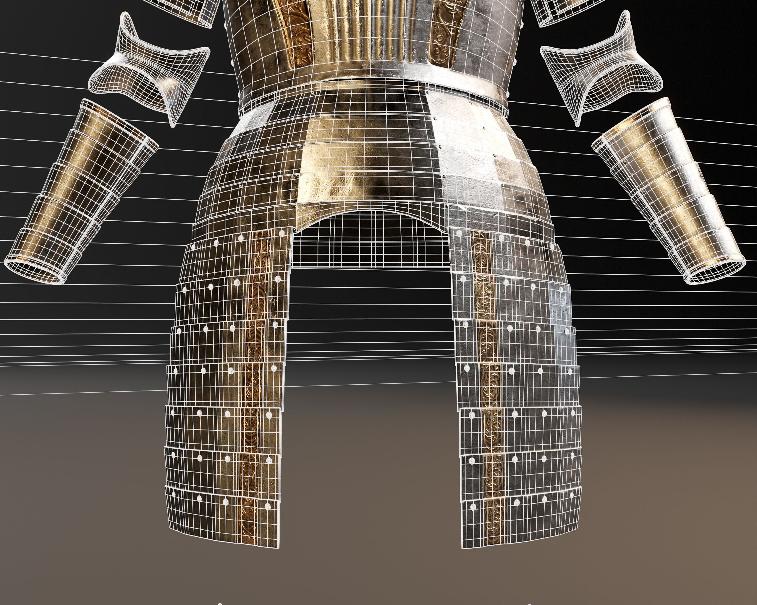 Medieval Female Plate Armor Low-poly 3D model_21