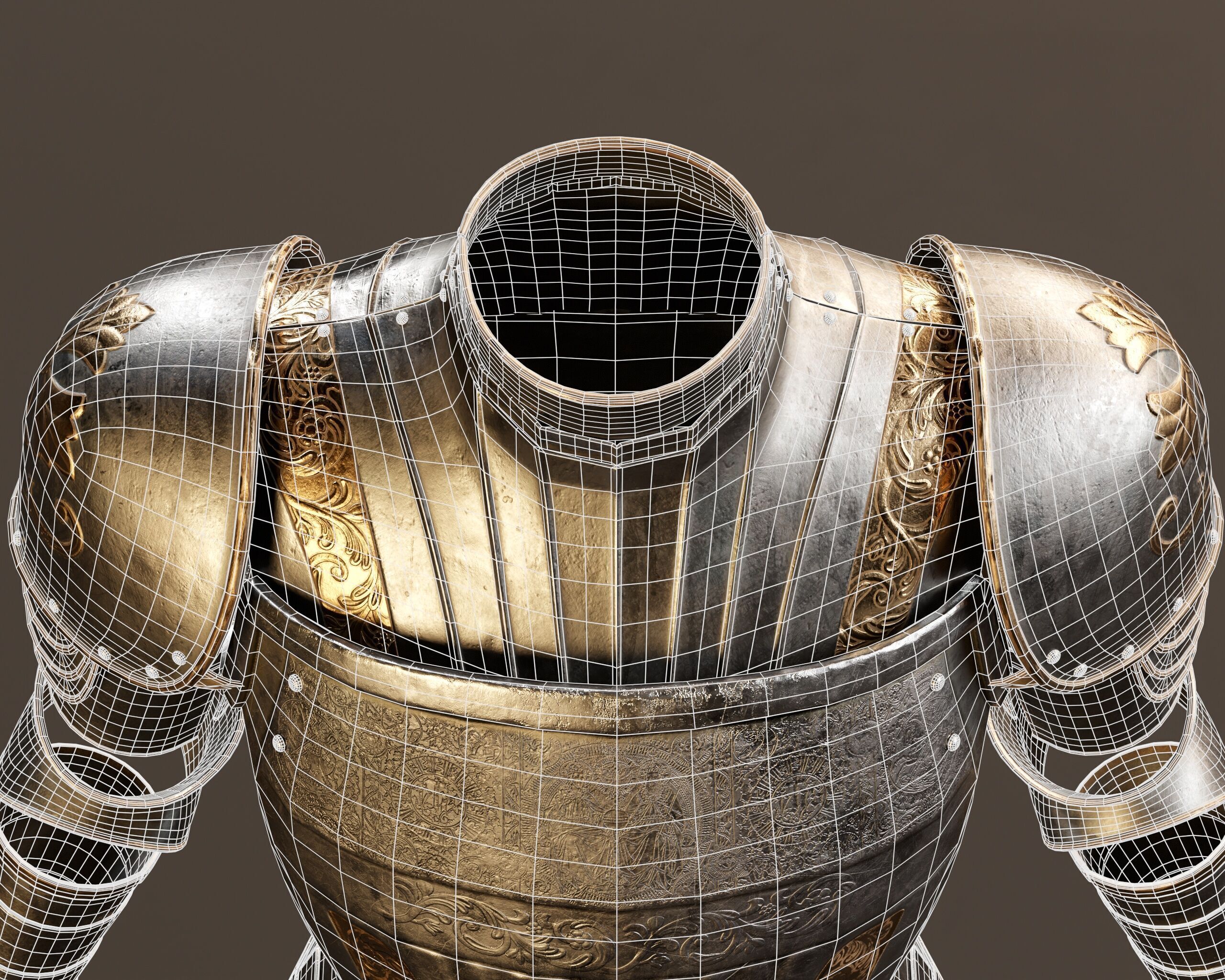 Medieval Female Plate Armor Low-poly 3D model_9