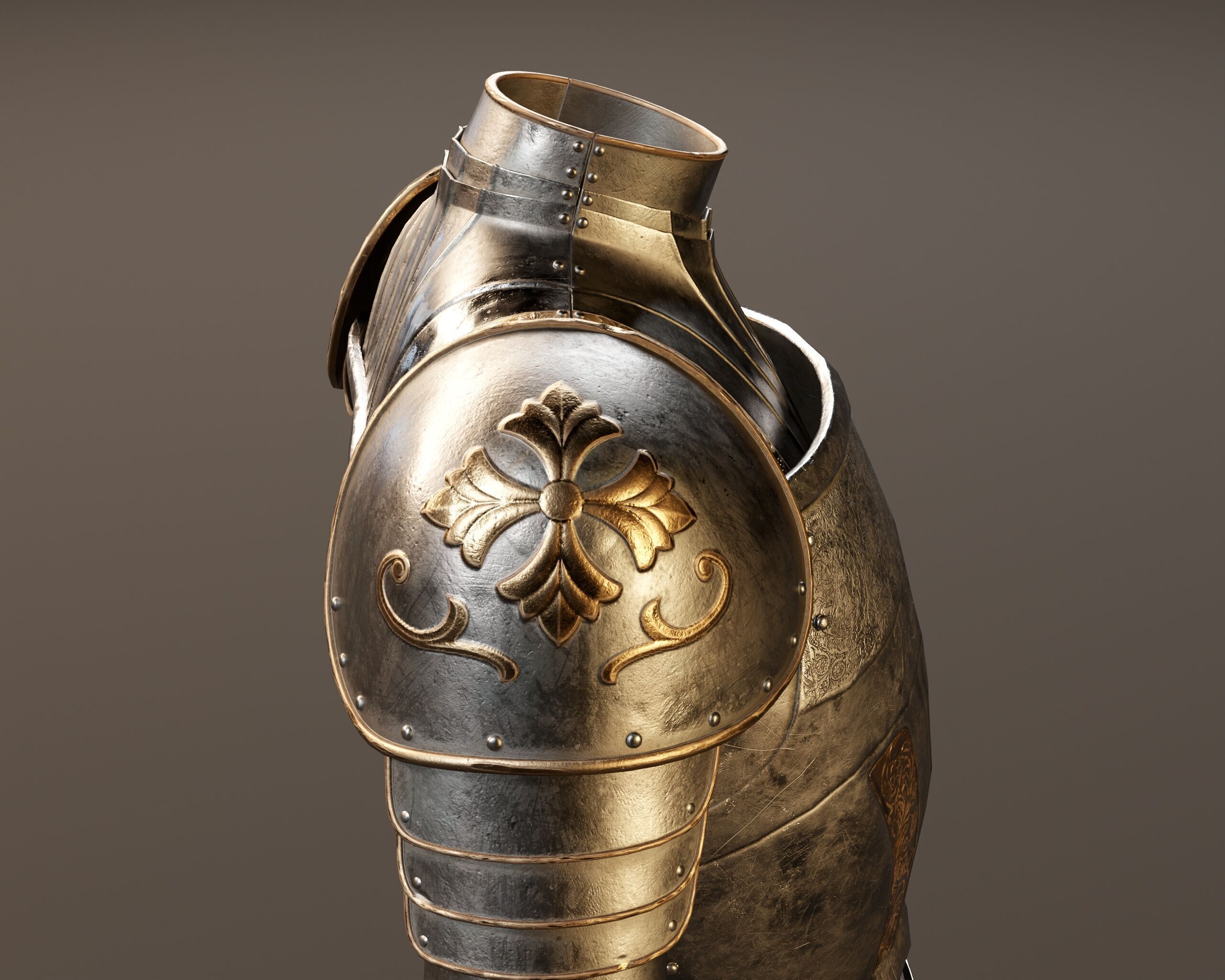 Medieval Female Plate Armor Low-poly 3D model_10