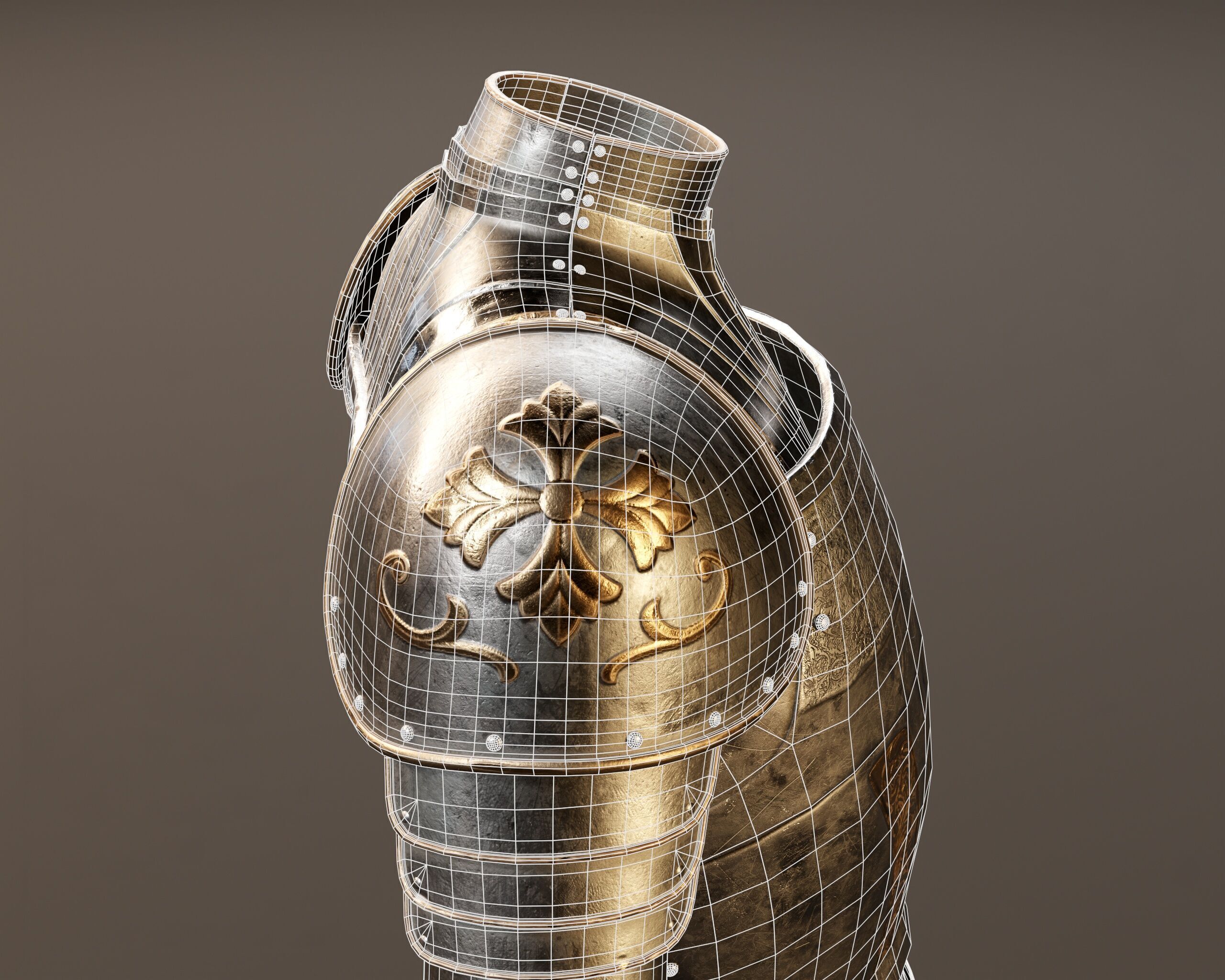 Medieval Female Plate Armor Low-poly 3D model_11