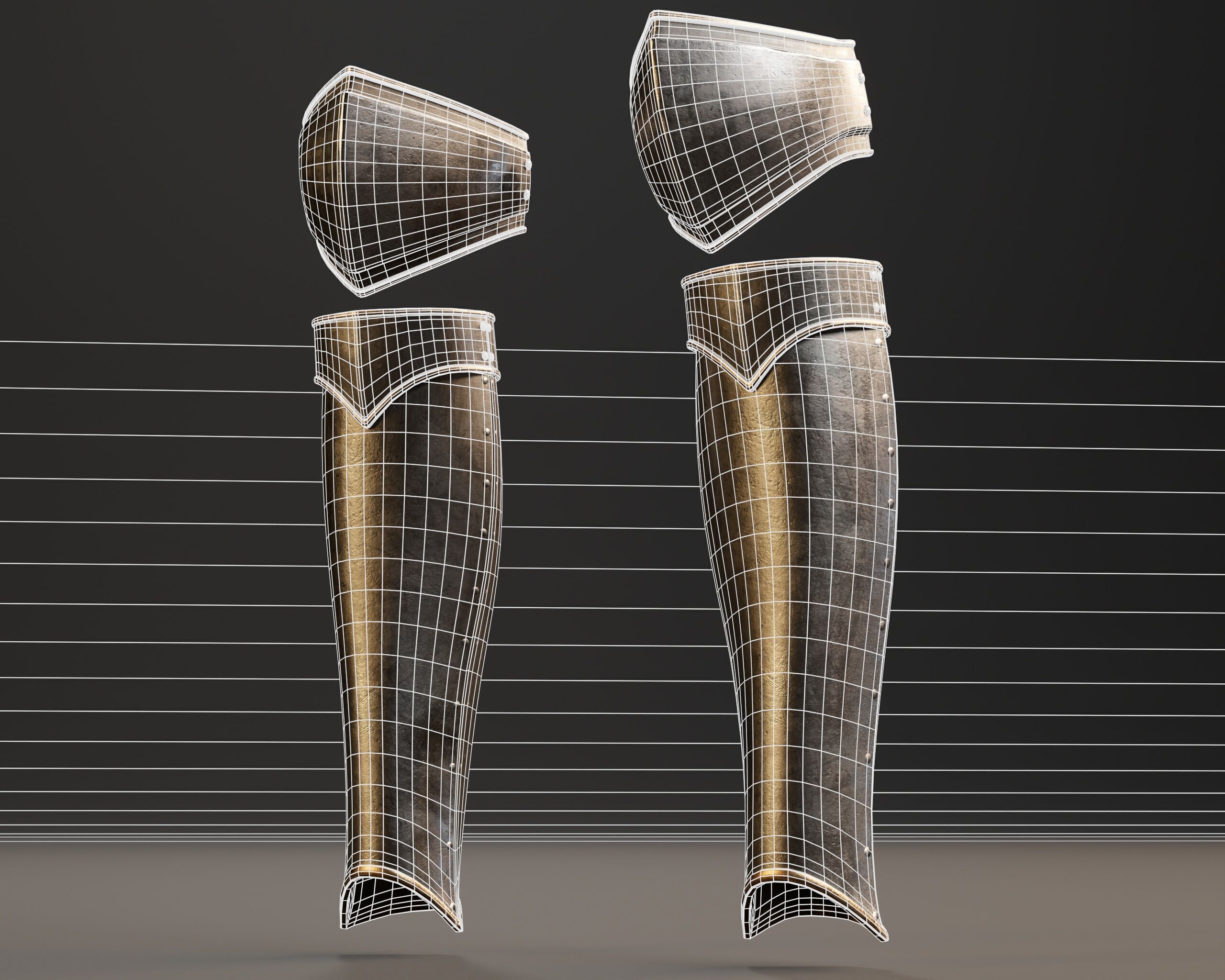 Medieval Female Plate Armor Low-poly 3D model_19