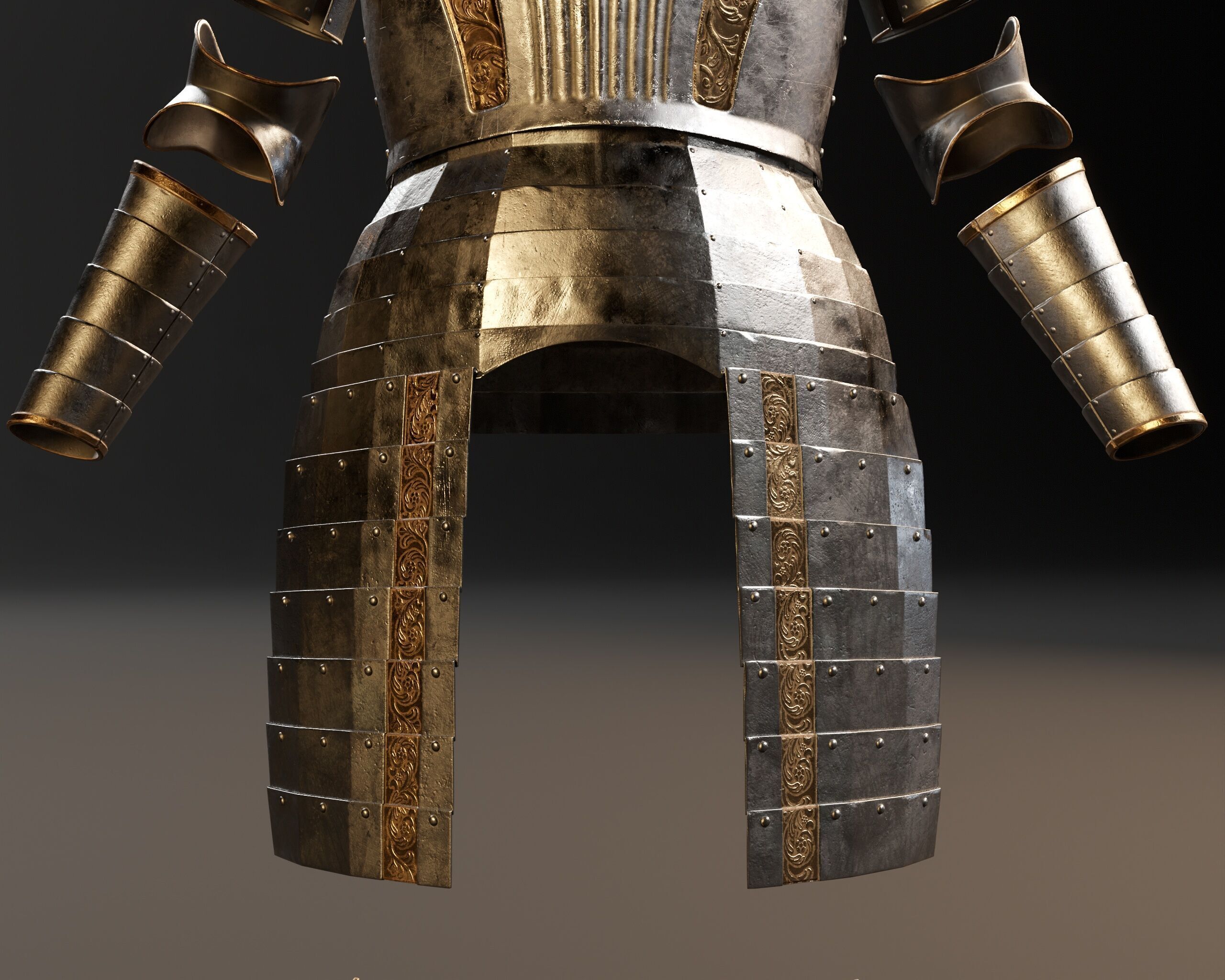 Medieval Female Plate Armor Low-poly 3D model_20