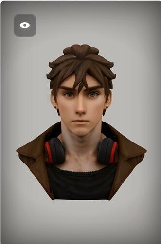 Young boy with headphones 3d model 3D model