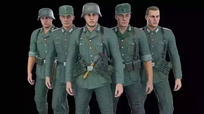 German soldier World war 2 Low-poly 3D model