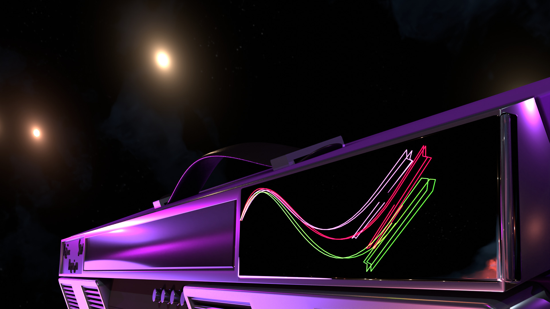 Tape player in retro futurism style 3D model_5