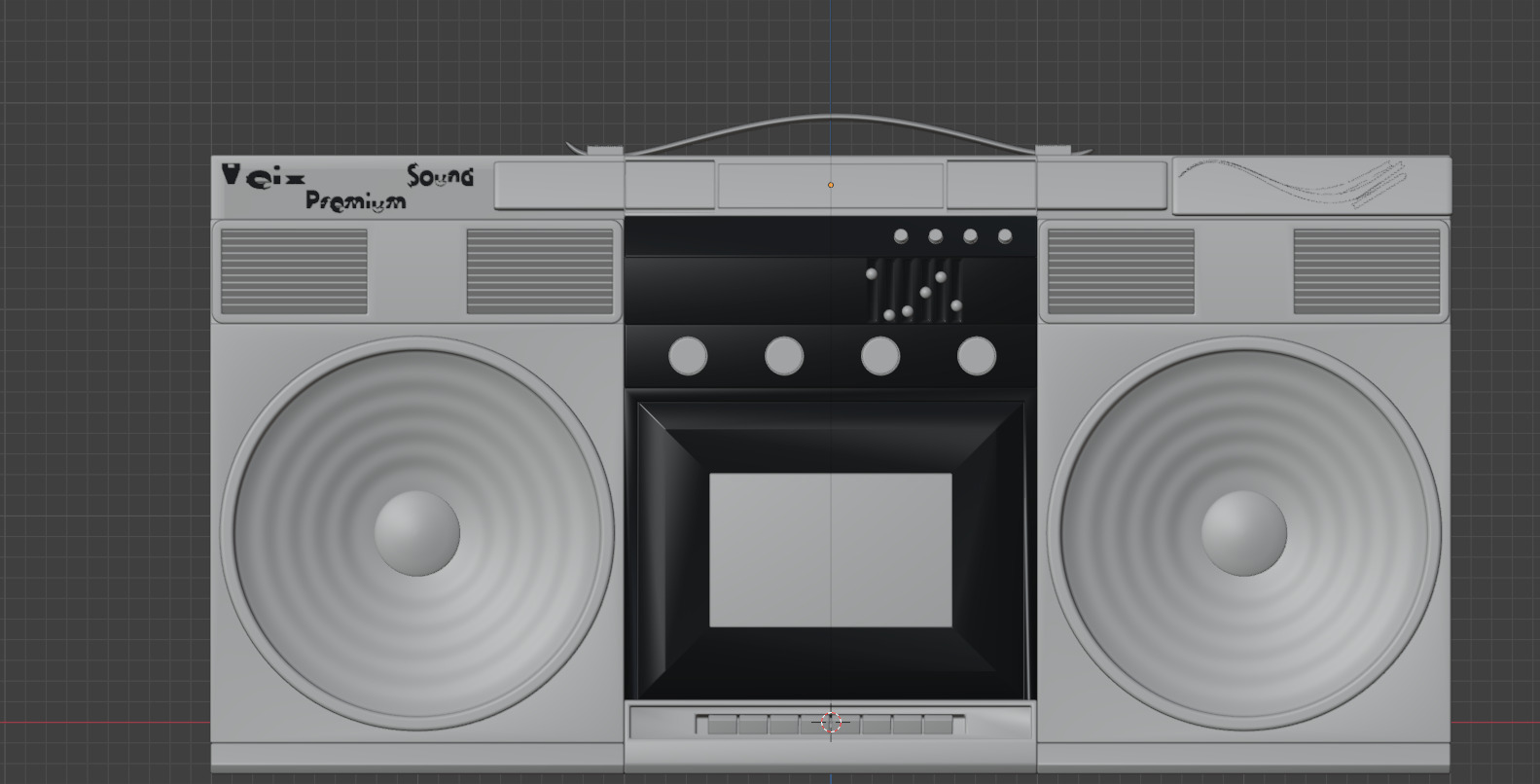 Tape player in retro futurism style 3D model_6