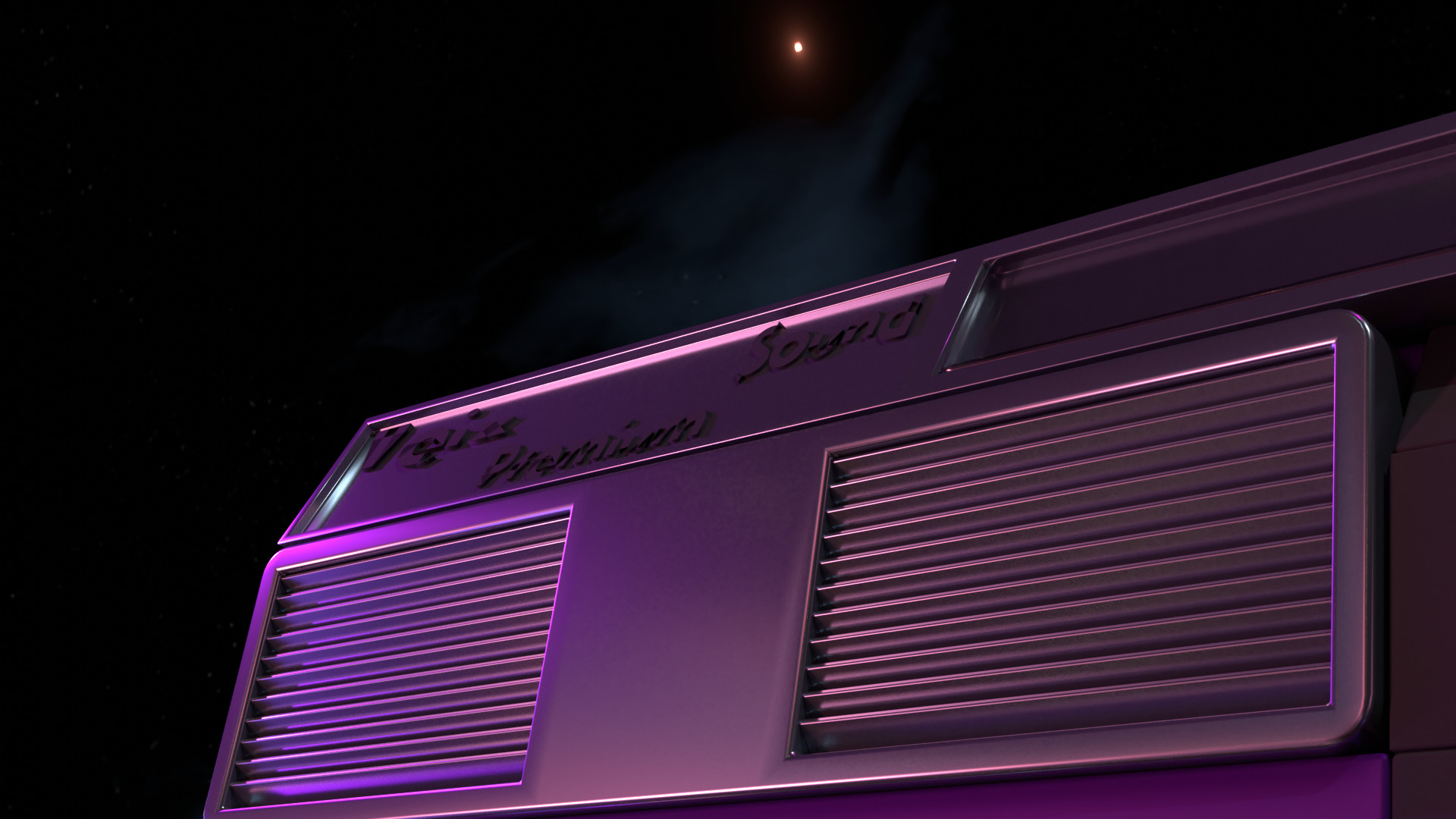 Tape player in retro futurism style 3D model_3