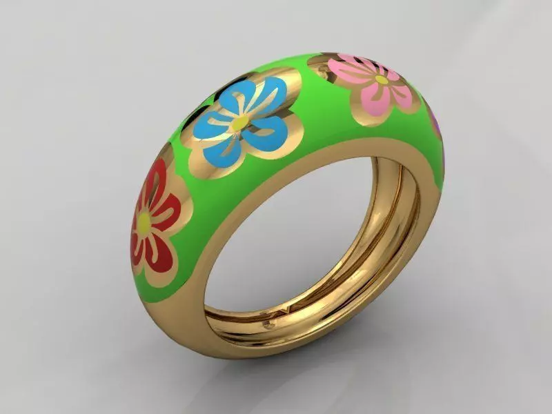 Ring for women with enamel 3D print model_0