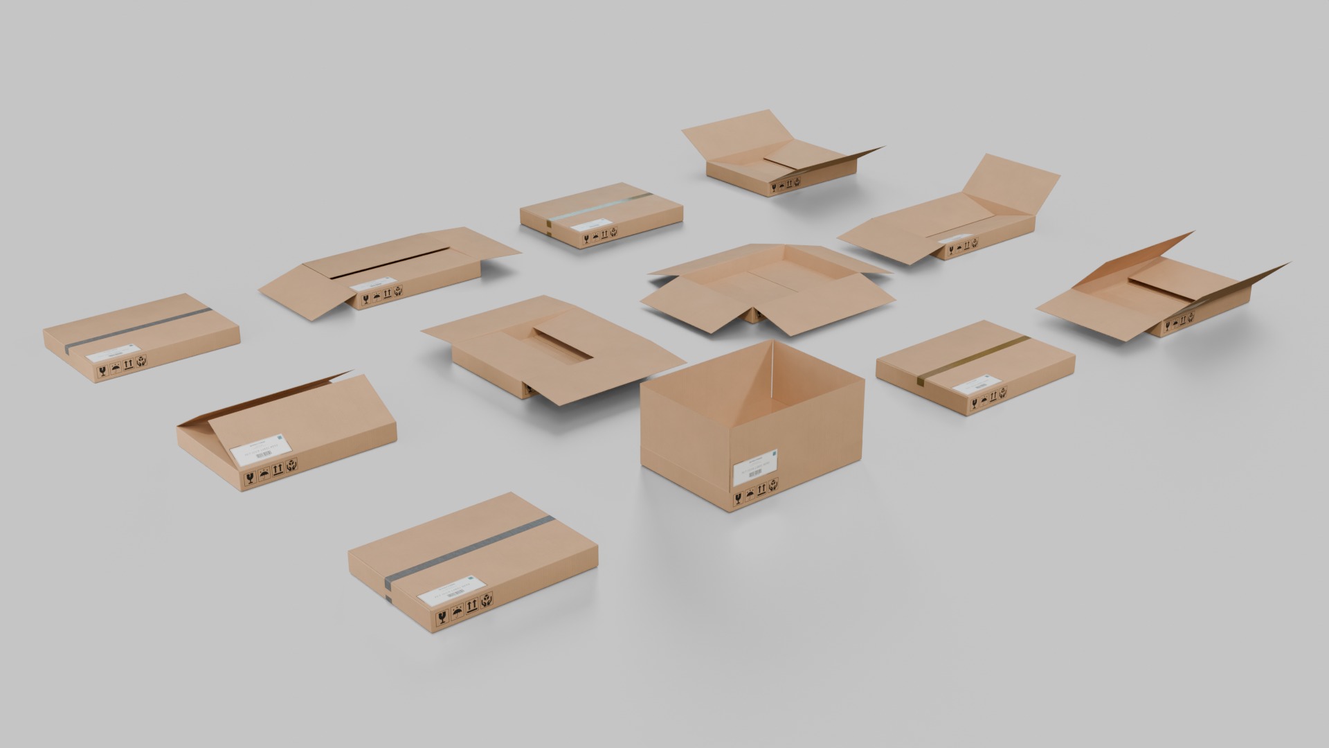 Compact Packaging Box Solutions - Rigged and Customizable 3D Model Collection_30