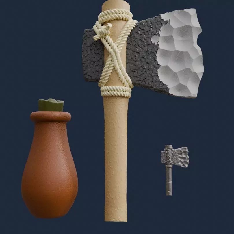 Stone Axe and Pottery Bottle Dr Stone Senku Replica 3D print model