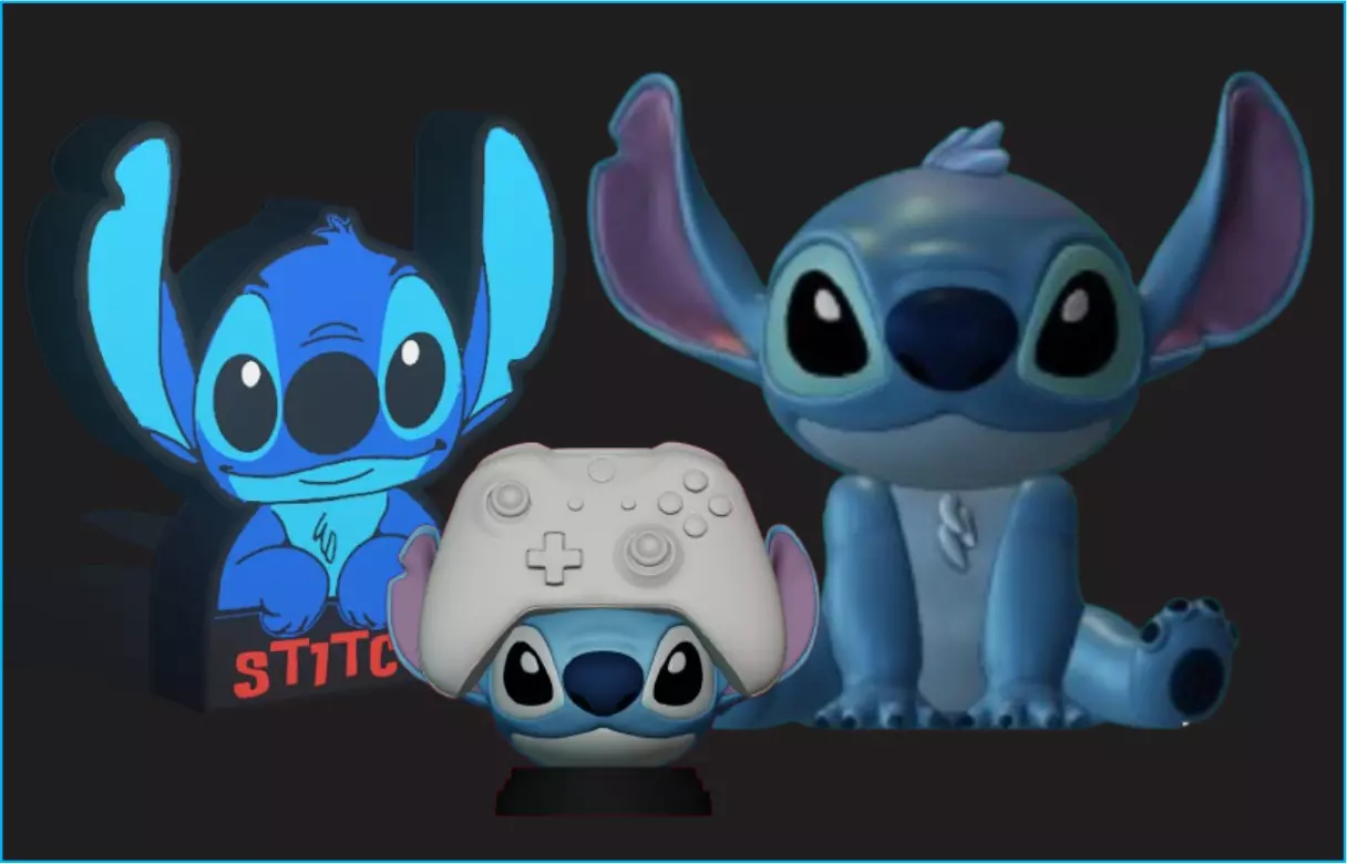 STITCH 3 in1 Lightbox Controller Holder Action Figure 3D print model