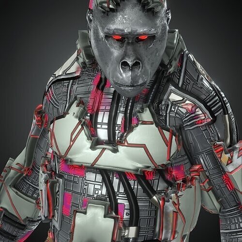 Rigged Fantasy Robot Apes World Character Low-poly 3D model